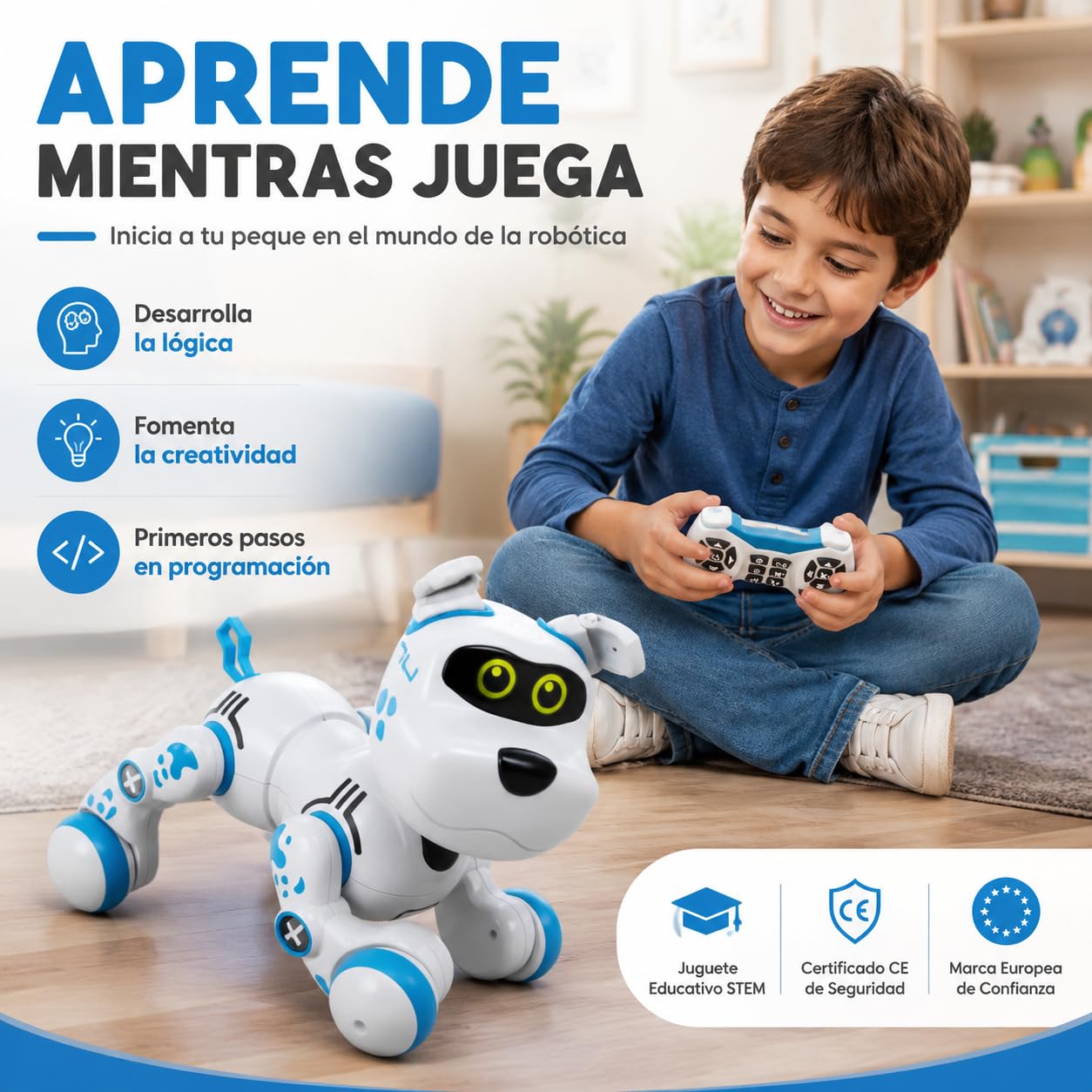 Xtrem Bots - Bobby | Perro Robot | Perro Robot Inteligente | Robots Juguete | Robots Programable Niños | Juguetes Niños 5 Años | Regalos para Niños 5 Años O Más