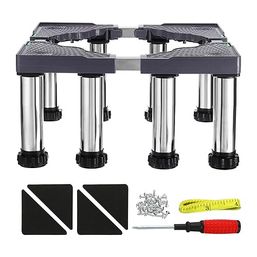 PATIKIL Mini soporte para nevera, 8 pies fuertes, base de soporte de lavandería, bandeja de base ajustable multifuncional, antivibración, para