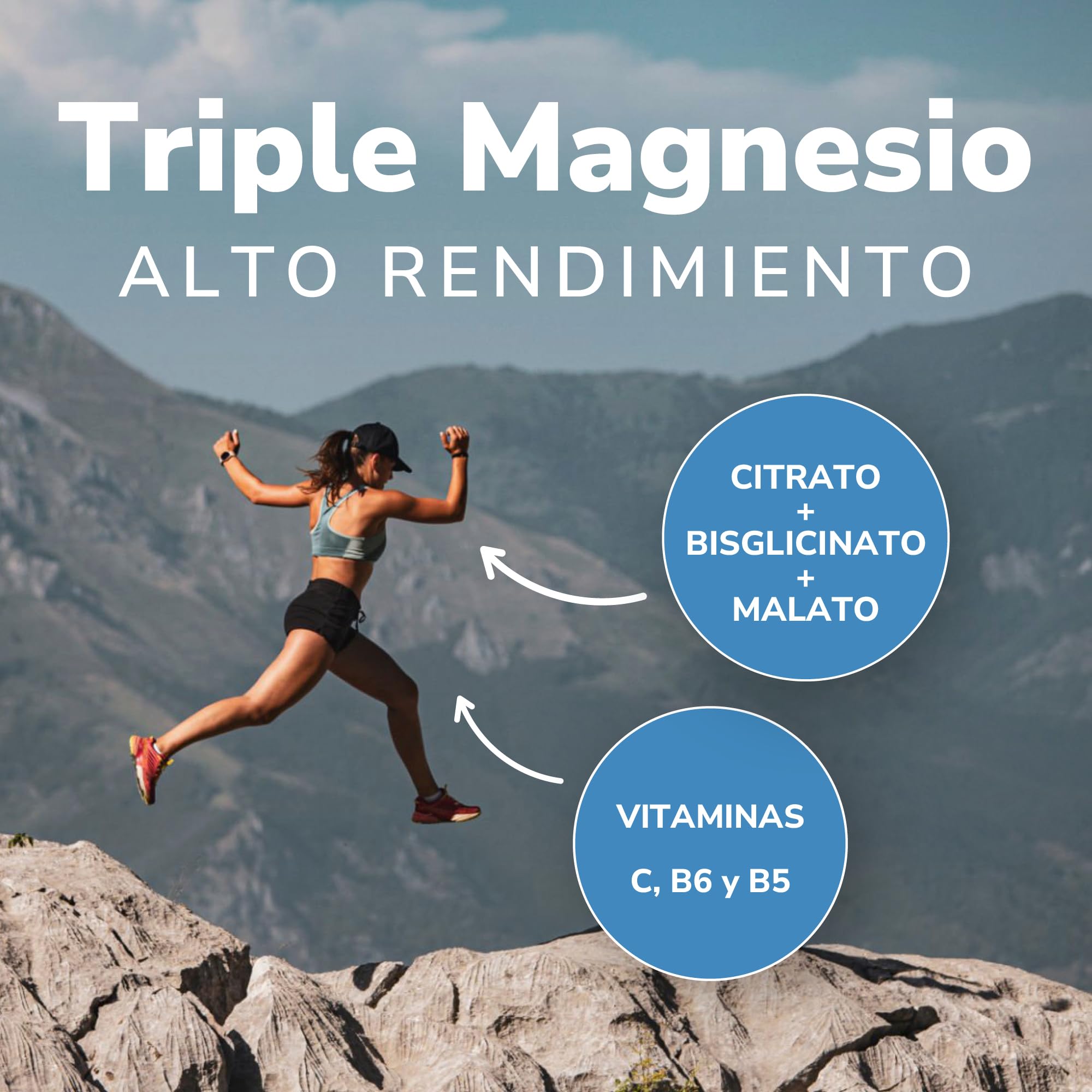 BESTME - Magnesio Complex 3X Citrato, Bisglicinato y Malato 988 mg | 60 Cápsulas con Vitaminas C/B6/B5 | Ayuda a Disminuir el Cansancio y Apoya a Músculos y Huesos (Atlas)