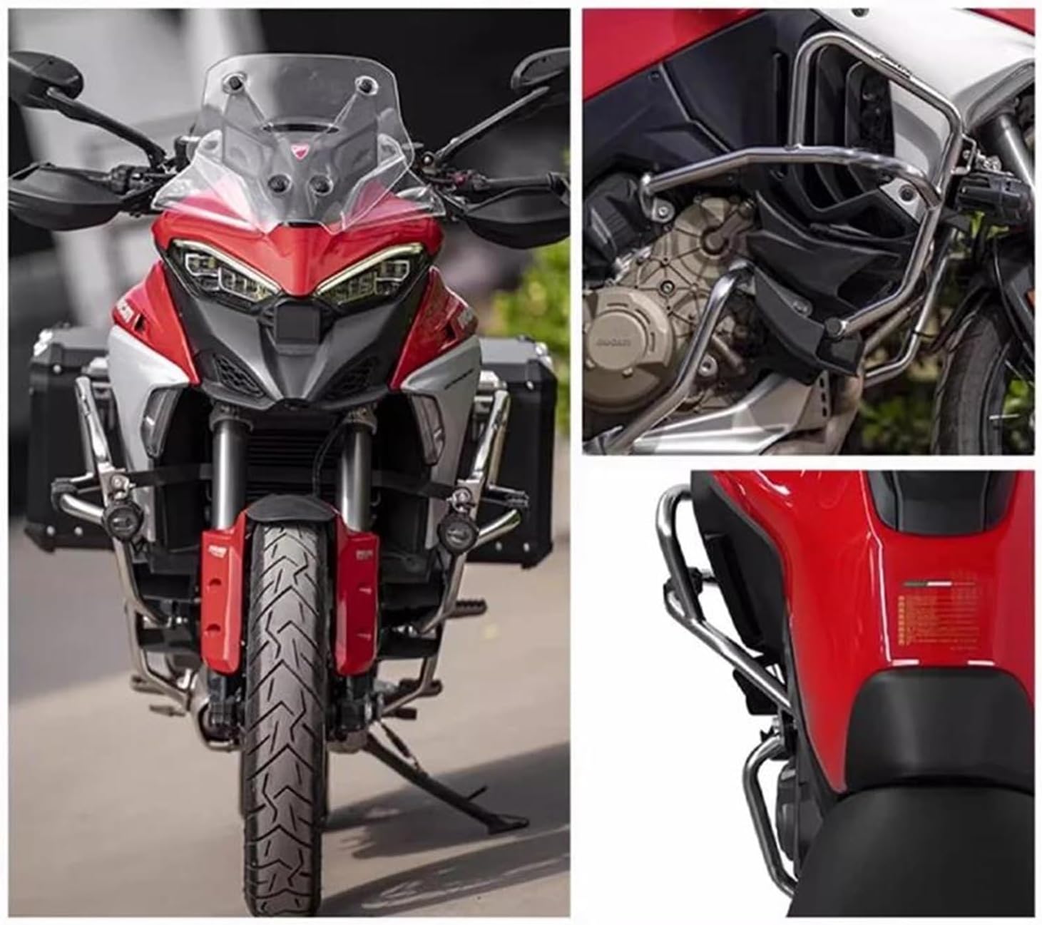 Frame Protector Crash Slider Motorcycle Highway Crash Bar Protector for Ducati Multistrada V4 V4S 2020-2024 Engine Guard Bumper Falling Crash Protector(Silver)