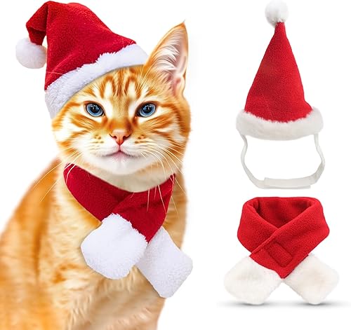 Traje de ropa de Navidad para mascotas, accesorio ajustable de Navidad para gatos, ropa de perro y gato para Navidad, color rojo
