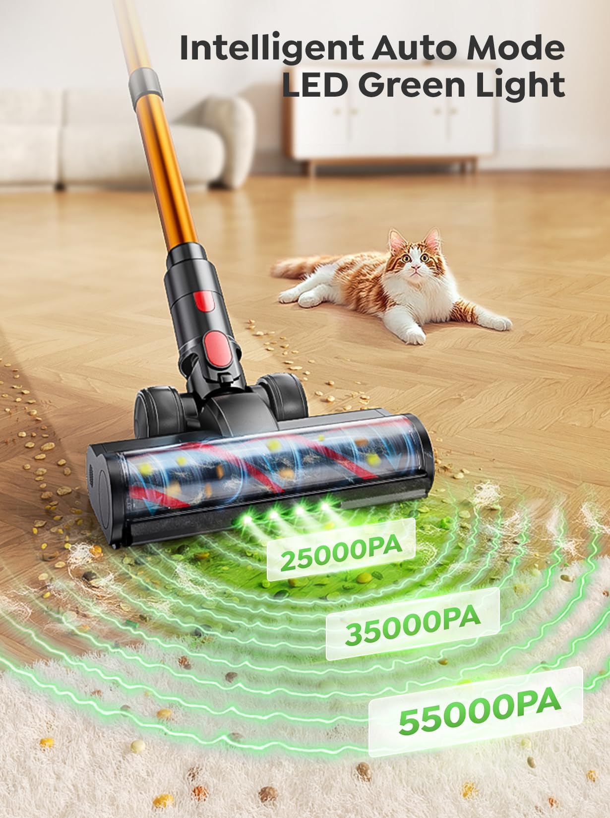 Aspirateur sans fil 600 W/50 KPA/65 min, avec tuyau extensible de 1 m, station de charge murale, mode automatique, brosse anti-enchevêtrement, filtration à plusieurs niveaux pour tapis, sols durs
