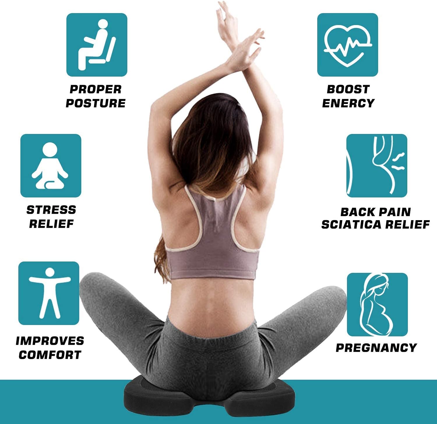 Coccyx Seat Cushion - Memory Foam Seat Cushion for Back Pain&Tailbone Pain Relief with Non-Slip Cover - Perfect for Office Chair Car Wheelchair Travel : Office Products