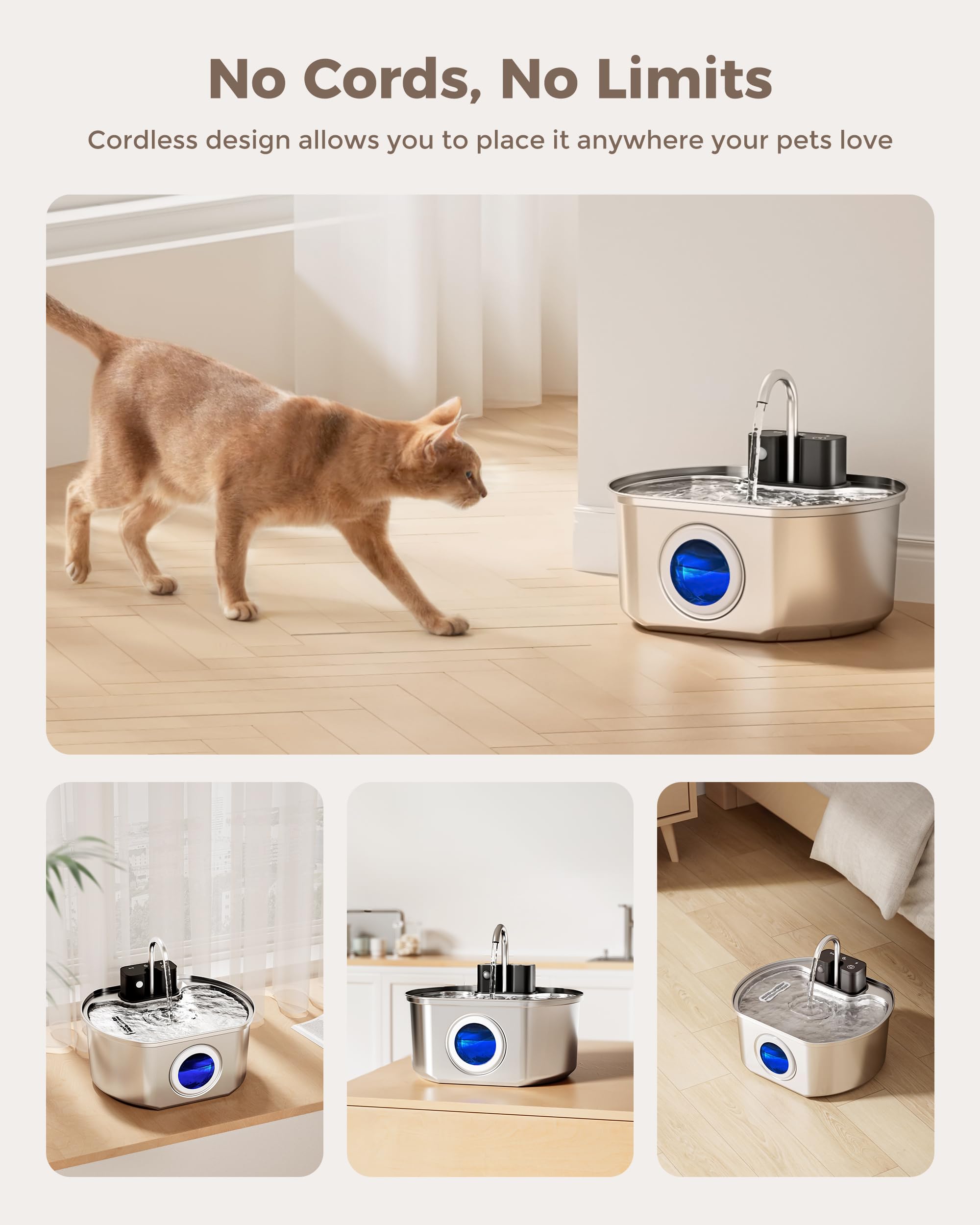 Cat Fountain Replacement Water Pump for 108oz/3.2L Wireless Pet Water Fountain Dog Water Dispenser - image 2