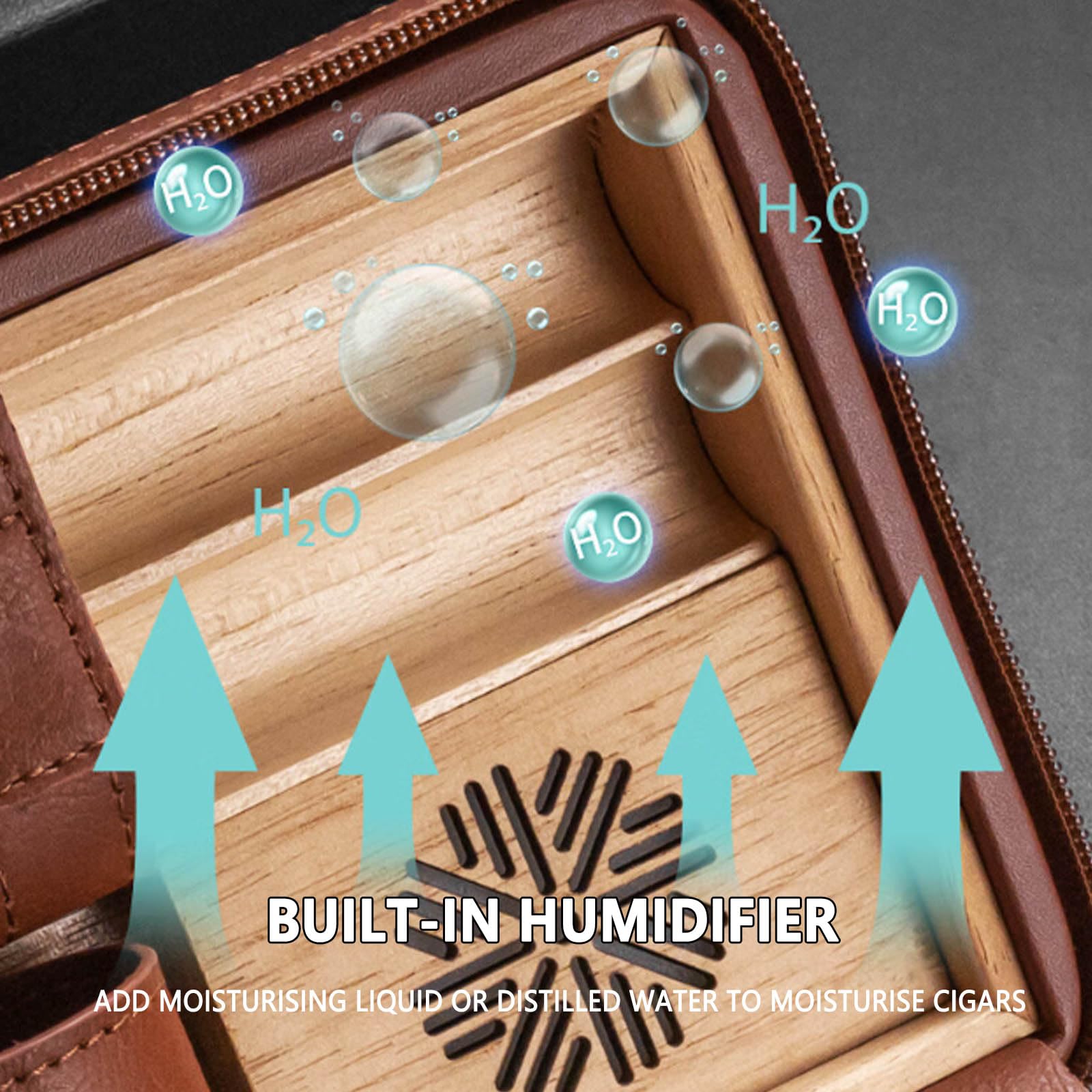 Humidor per Sigari, Portasigari Portatile con Umidificatore per 6 Sigari Humidor da Viaggio Portatile Portasigari in Pelle B