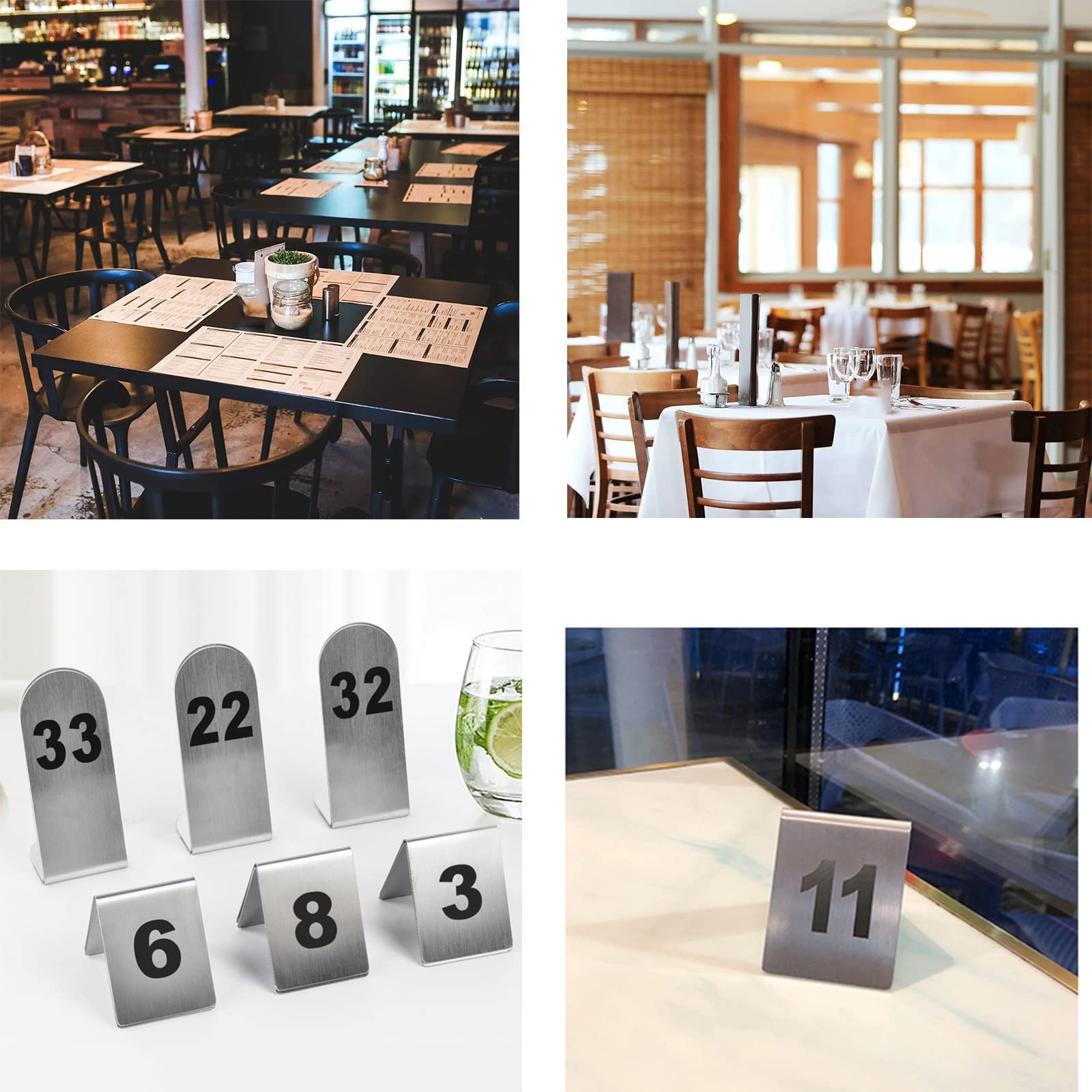 V3VOGUE Table Signes Numériques 1~25 50 100 Numéros De Table De Restaurant en INOX, Chevalets De Table Numérotés, Facile À Nettoyer Et À Placer, Carte De Numéro De Table pour Mariage