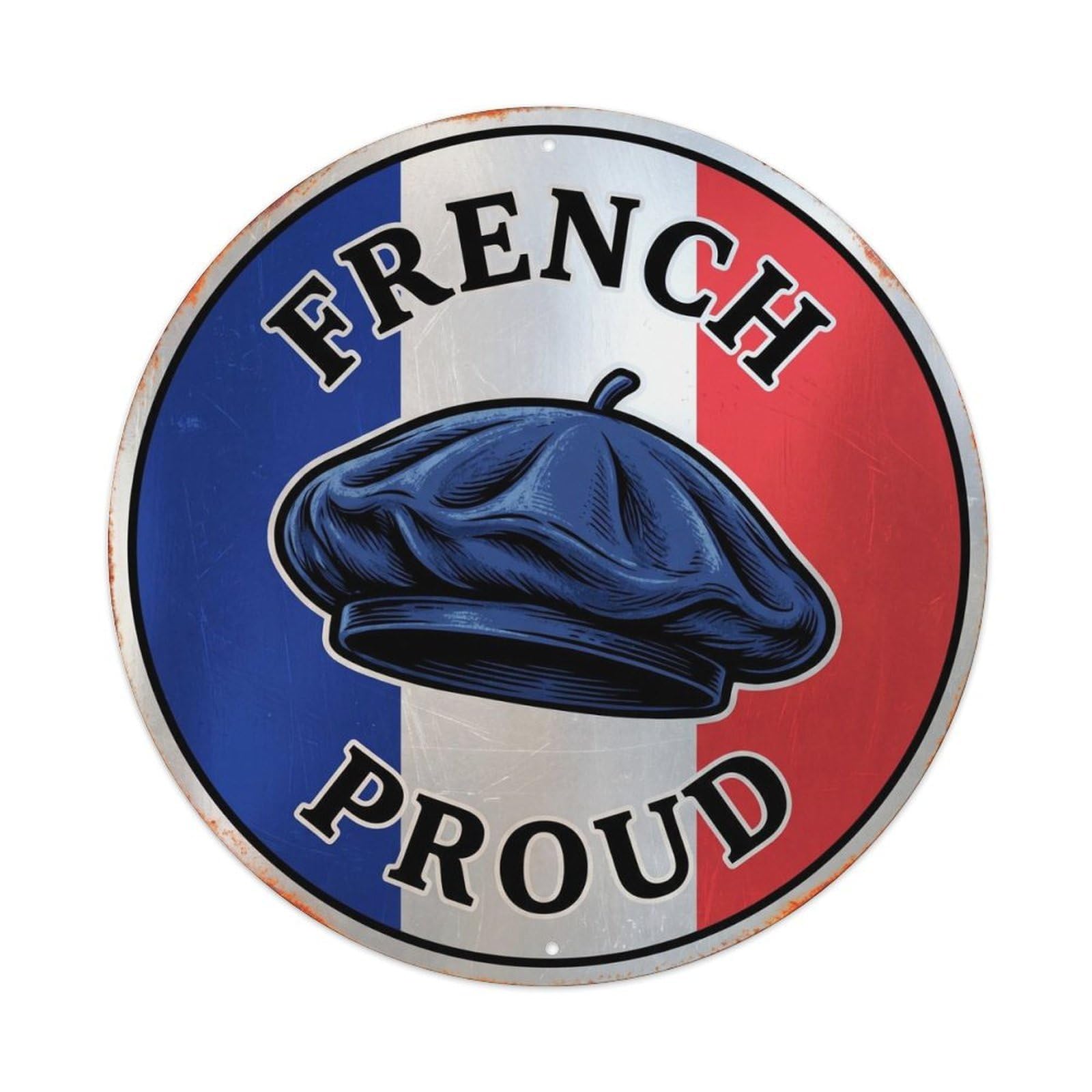 Olhnbad Style French Proud Beret Classic Apparel Heritage Emblem Metal Tin Sign