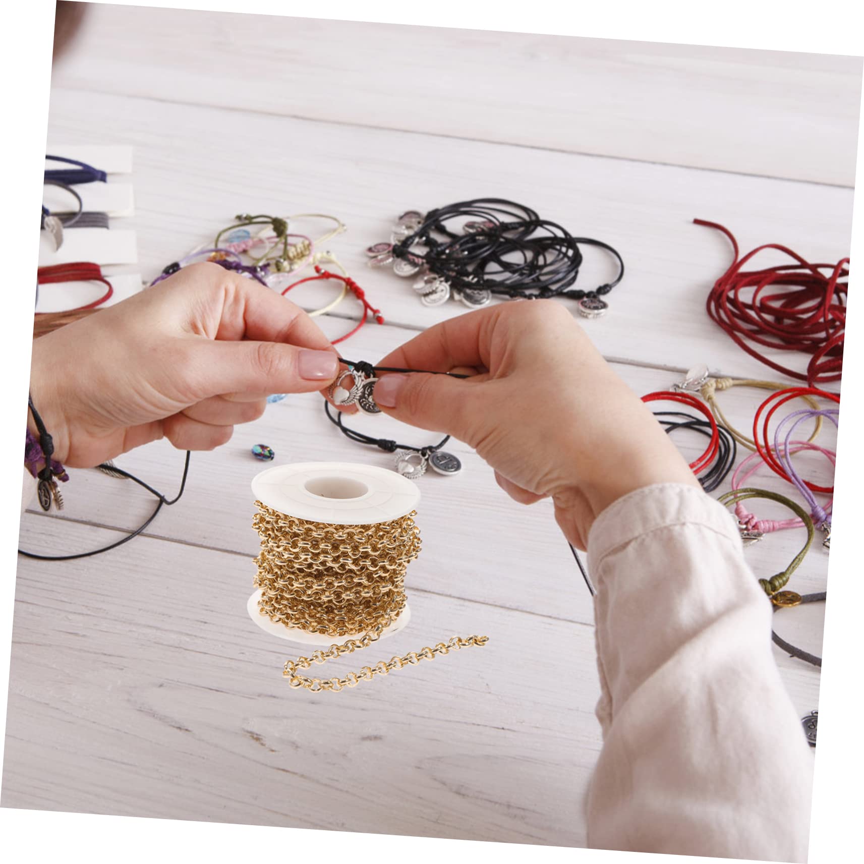 SHINEOFI 3rotoli Catena Alluminio per Creazioni Fai Te Catena Decorativa per Bracciali e Collane Metri Roll Accessorio per Artigianato e Gioielli Personalizzati