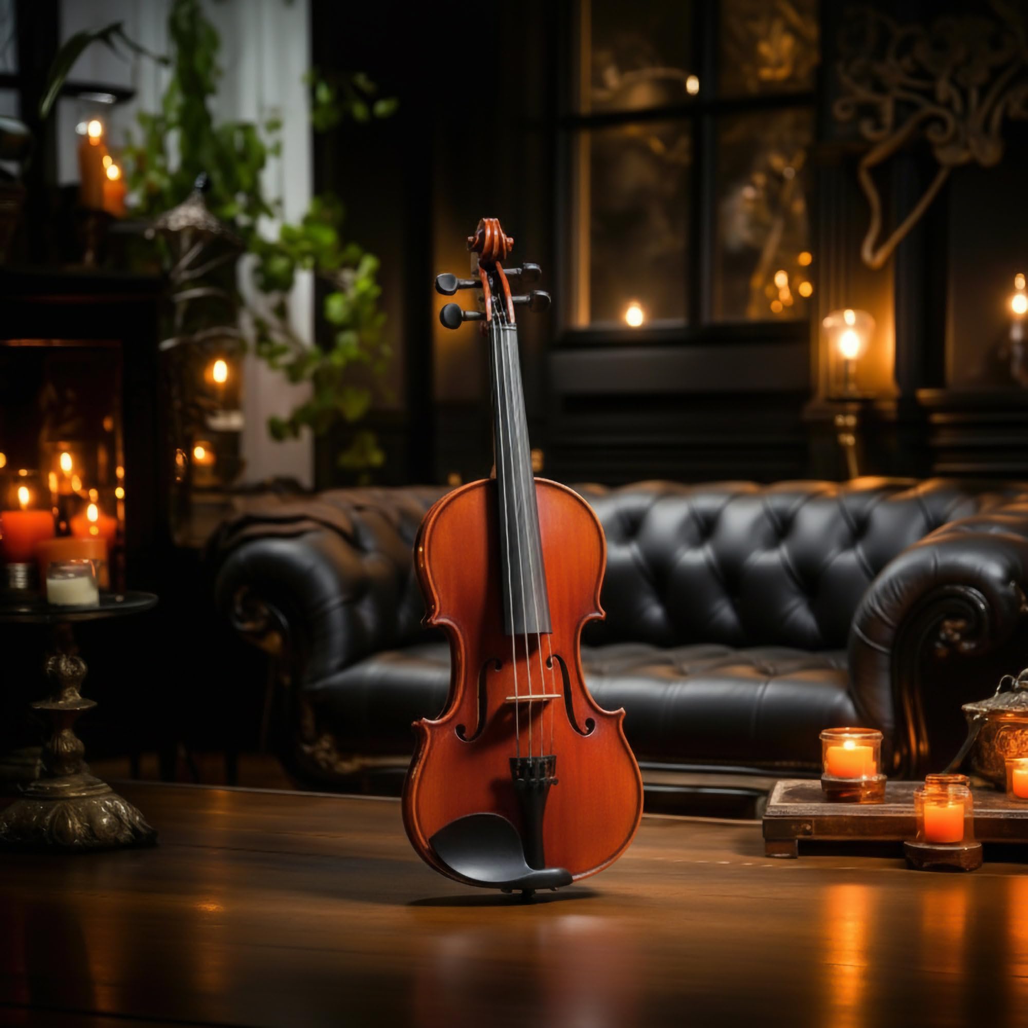 Classic Cantabile Brioso Set De Violín 4/4, Tapa tallada de pícea maciza | Fondo y aros de arce flameado, Diapasón, clavijas, cordal, cejuela y mentonera de ébano, Puente: arce, Longitud: 59, 5 cm