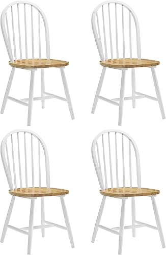 Coaster Hesperia Windsor - Sillas laterales de comedor color marrón natural y blanco juego de 4