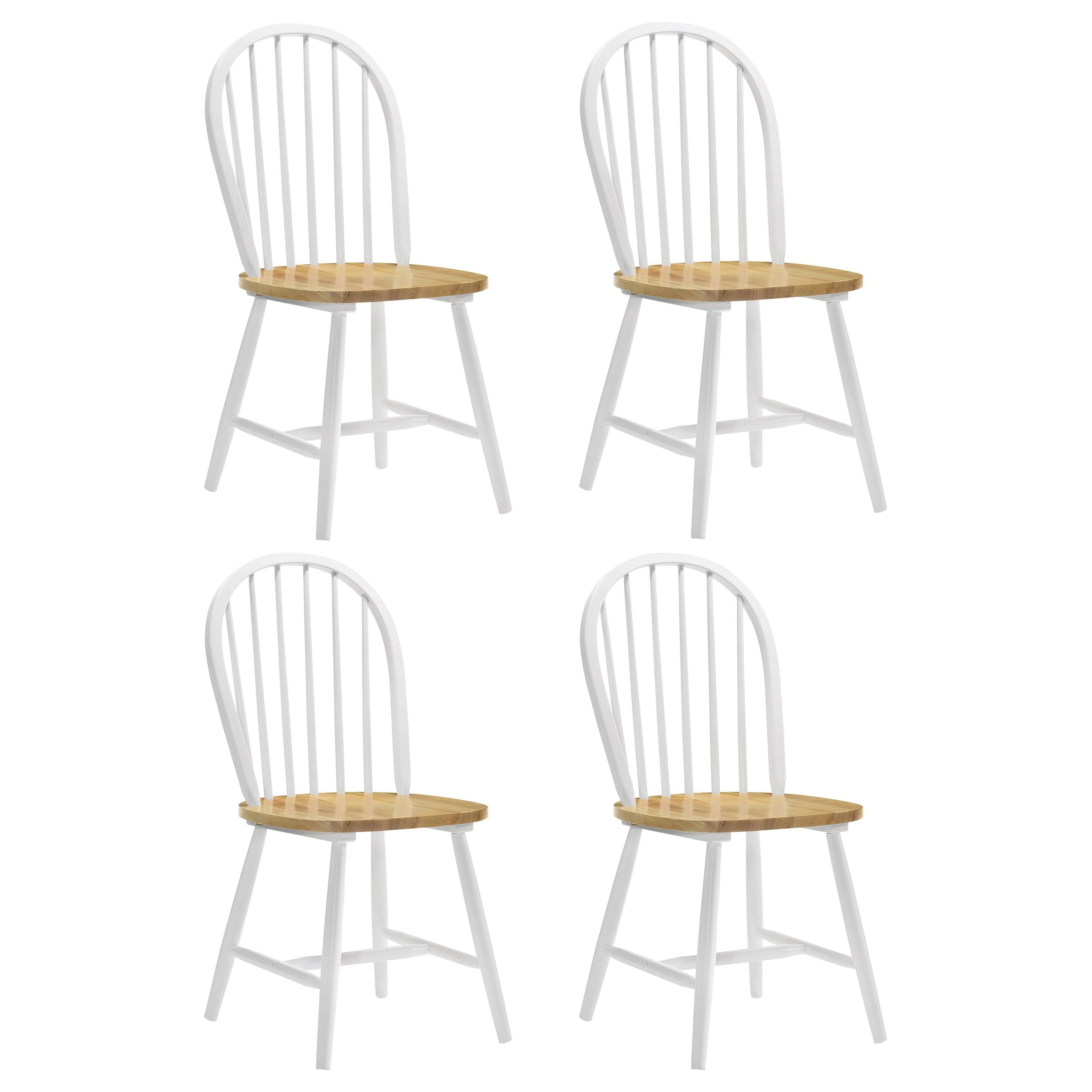 Coaster Home Furnishings - Cinder - Asian Hardwood - Windsor-Style Armless Dining Chairs with Farmhouse Style - Home Kitchen & Dining Room - Set of 4 - White & Natural Brown - 4129