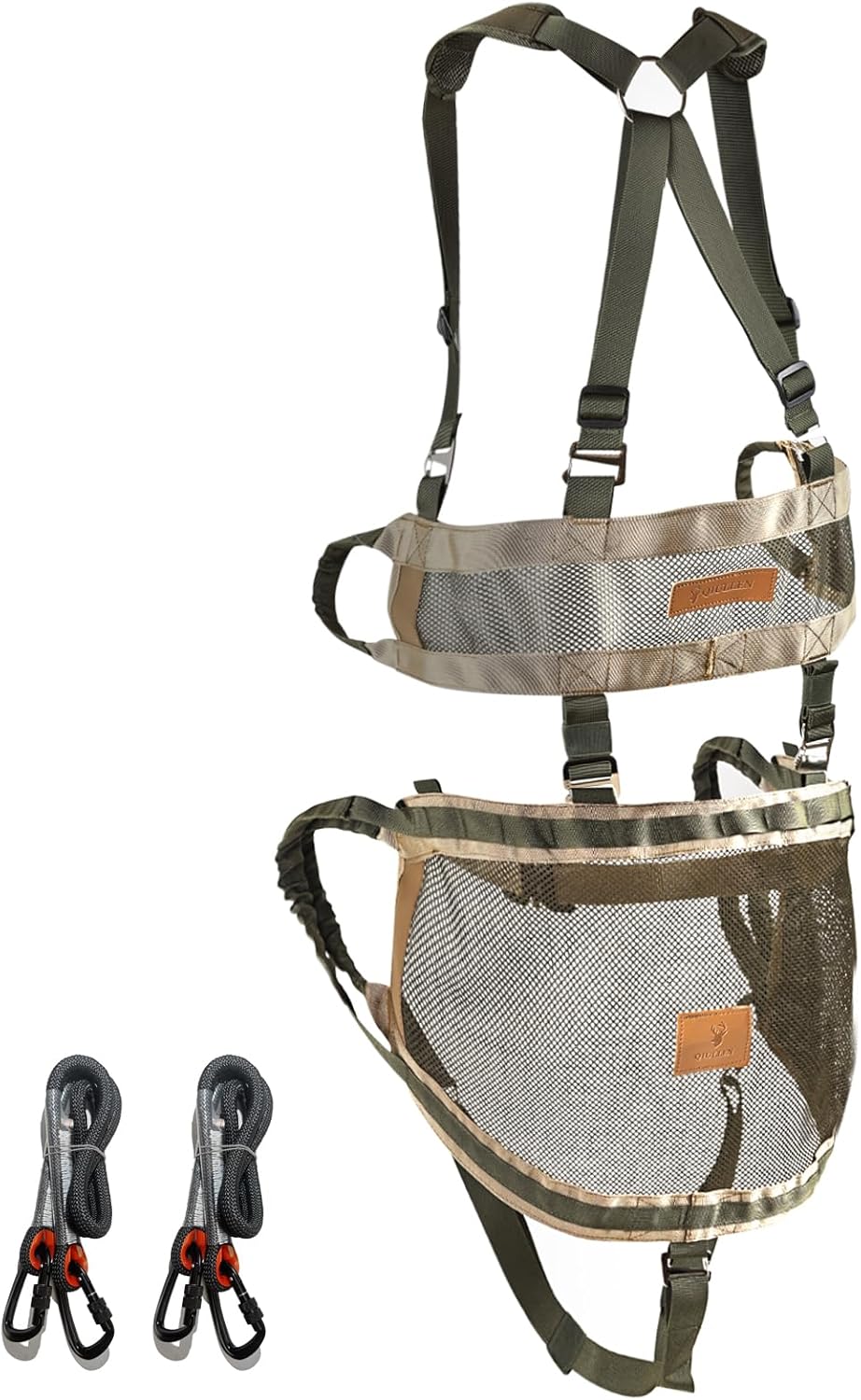 Tree Saddle Hunting Kit Lightweight Tree Climbing Saddle Adjustable Treestand Accessory for Hunting with 2 Climbing Rope Grabber and Carabiners Removable Padded Seat Basic Saddle Hunting Gear