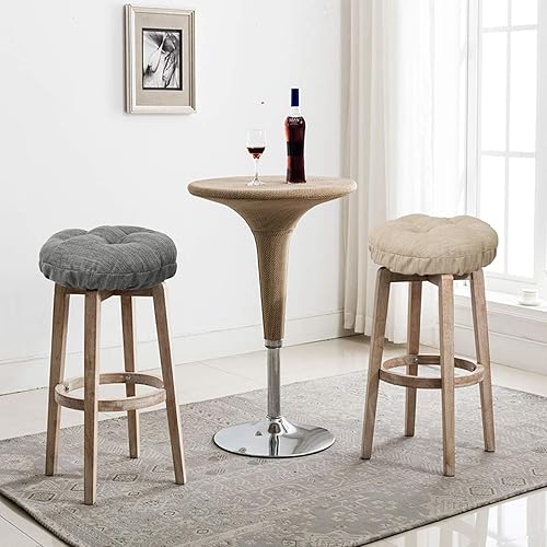 Miniatura 7 de baibu Juego de 2 fundas redondas para taburetes de bar súper suaves, redondas, 2 cojines solo (beige, 14 pulgadas)