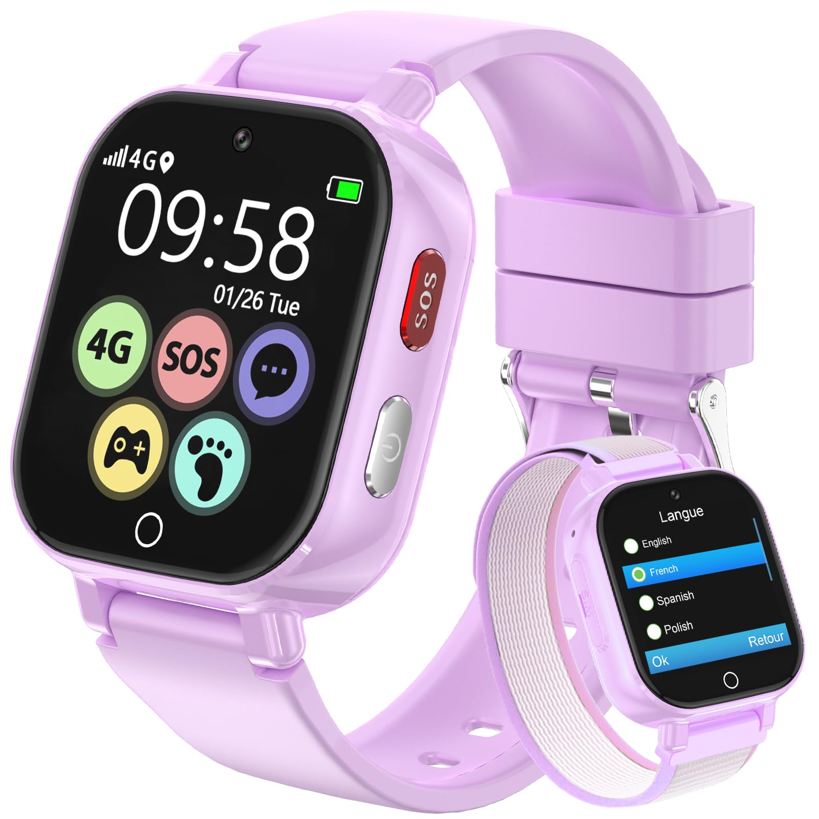 Montre Connectée Enfant-Smartwatch avec 4G Appel GPS Vidéo Chat SOS Jeux