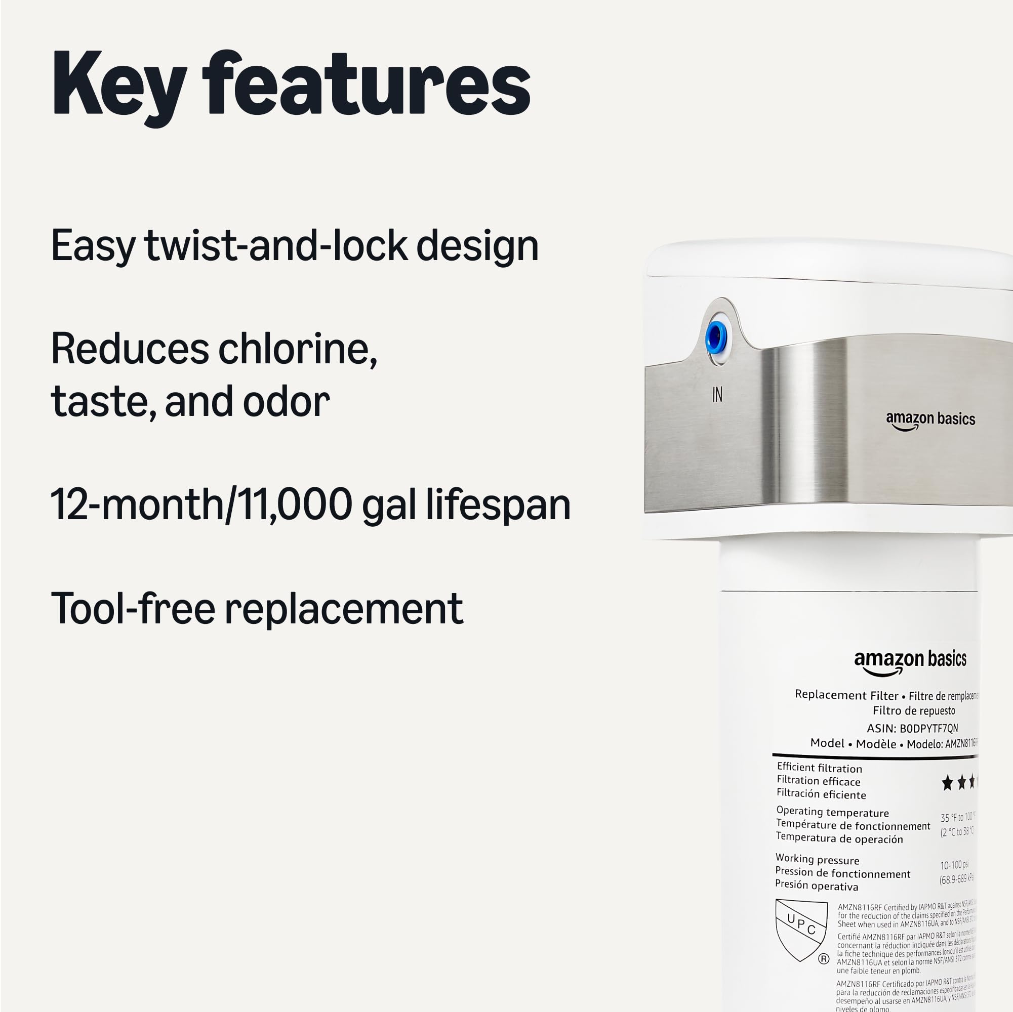 Amazon Basics Under Sink Water Filter System, NSF/ANSI 42
