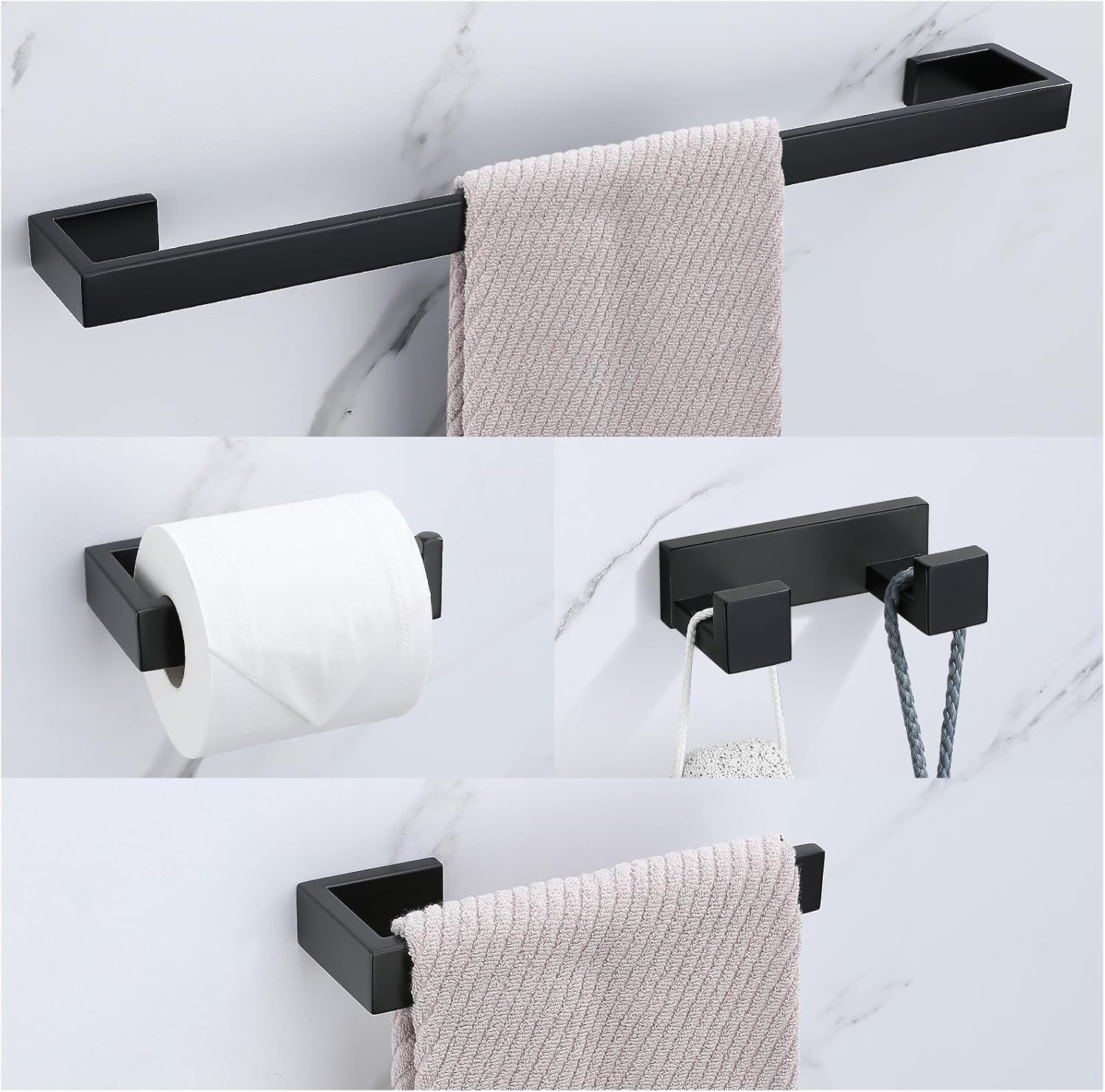 Matte Black Bathroom Hardware Set, 4-Piece Bath Martinique Ubuy