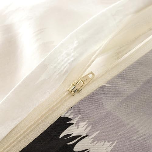 Miniatura 3 de YuHeGuoJi Juego de funda de edredón abstracta degradada, tamaño Queen, 100% algodón, funda de edredón geométrica blanca moderna, juego de 3 piezas,