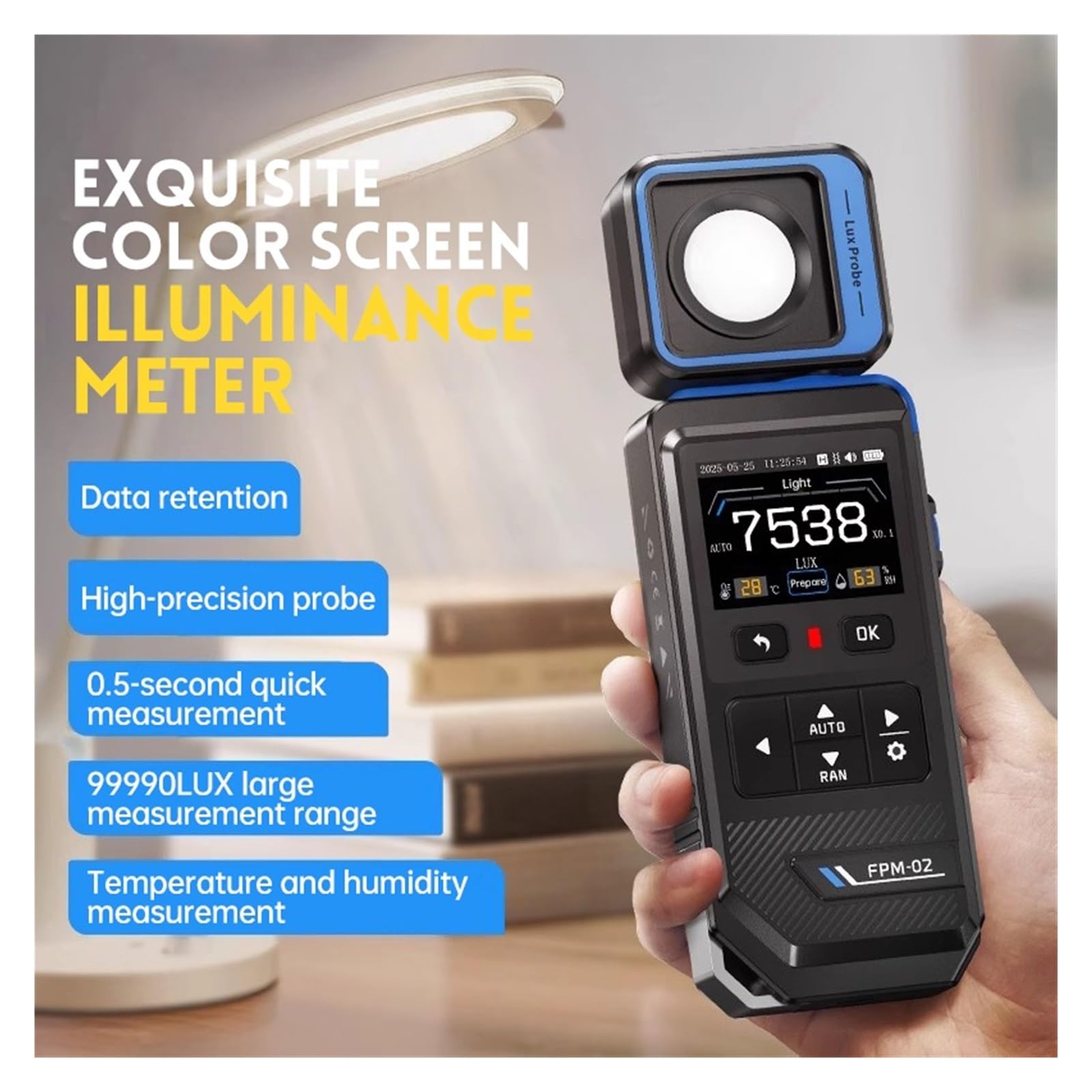 Espectrofotómetro, Probador De Iluminancia Alta Precisión, Luxómetro, Medidor Luz For El Hogar, Brillo Profesional, Termohigrómetro