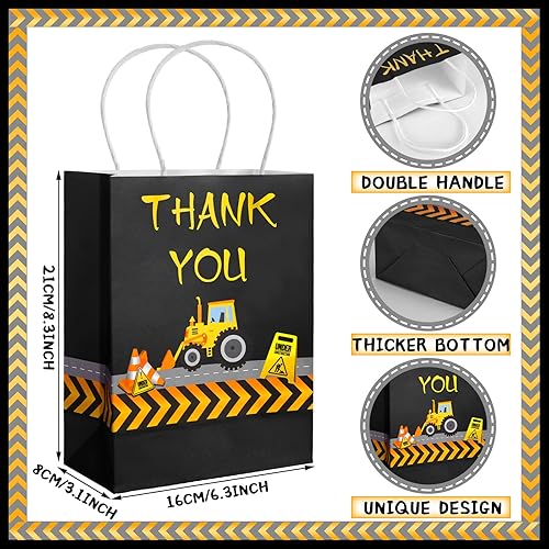 Miniatura 10 de Outus Bolsas de recuerdos de fiesta de construcción, bolsas de golosinas temáticas de construcción, bolsas de dulces con temática de camiones,