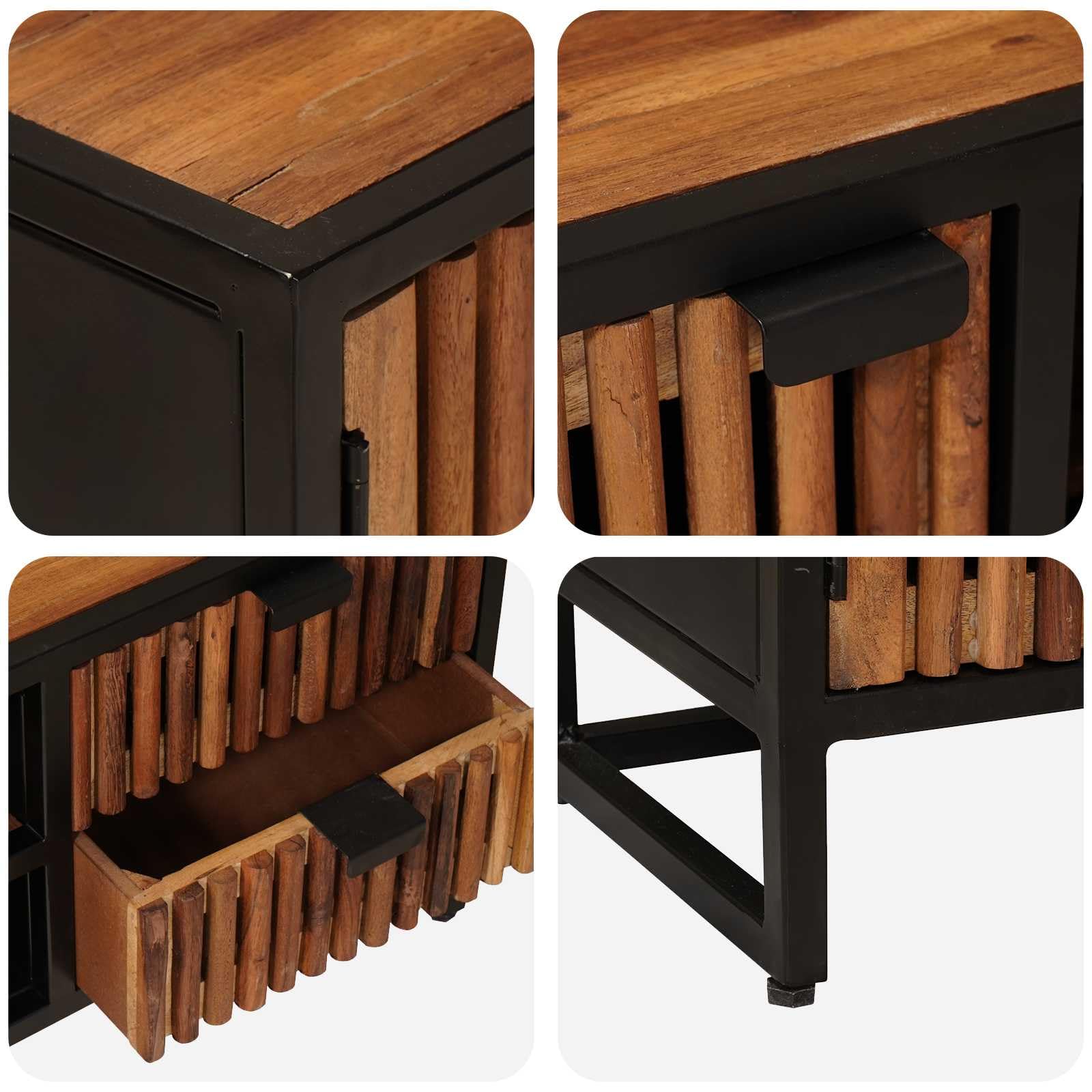 Hothingwell Mueble de TV con Cajón, Madera de Mango, 105 cm | Almacenamiento Multiusos, Estante para Interior, Ensamblaje Sencillo, Diseño Resistente