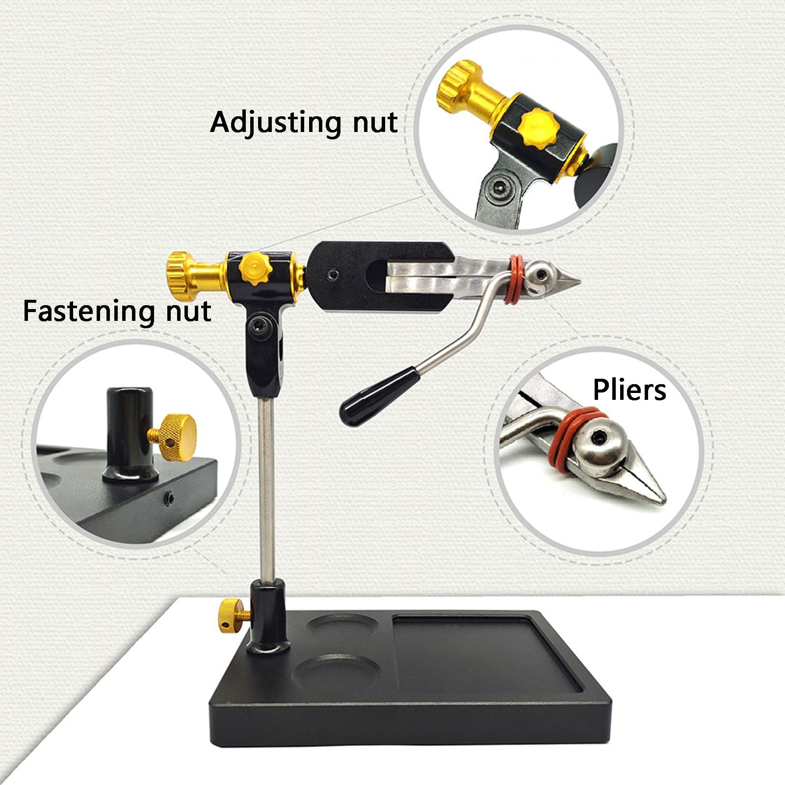Fly Tying Vise With 360° Rotary Adjustment - Steel Reinforced Hook Jaw, C-Clamp Base, Extra Jaw Included