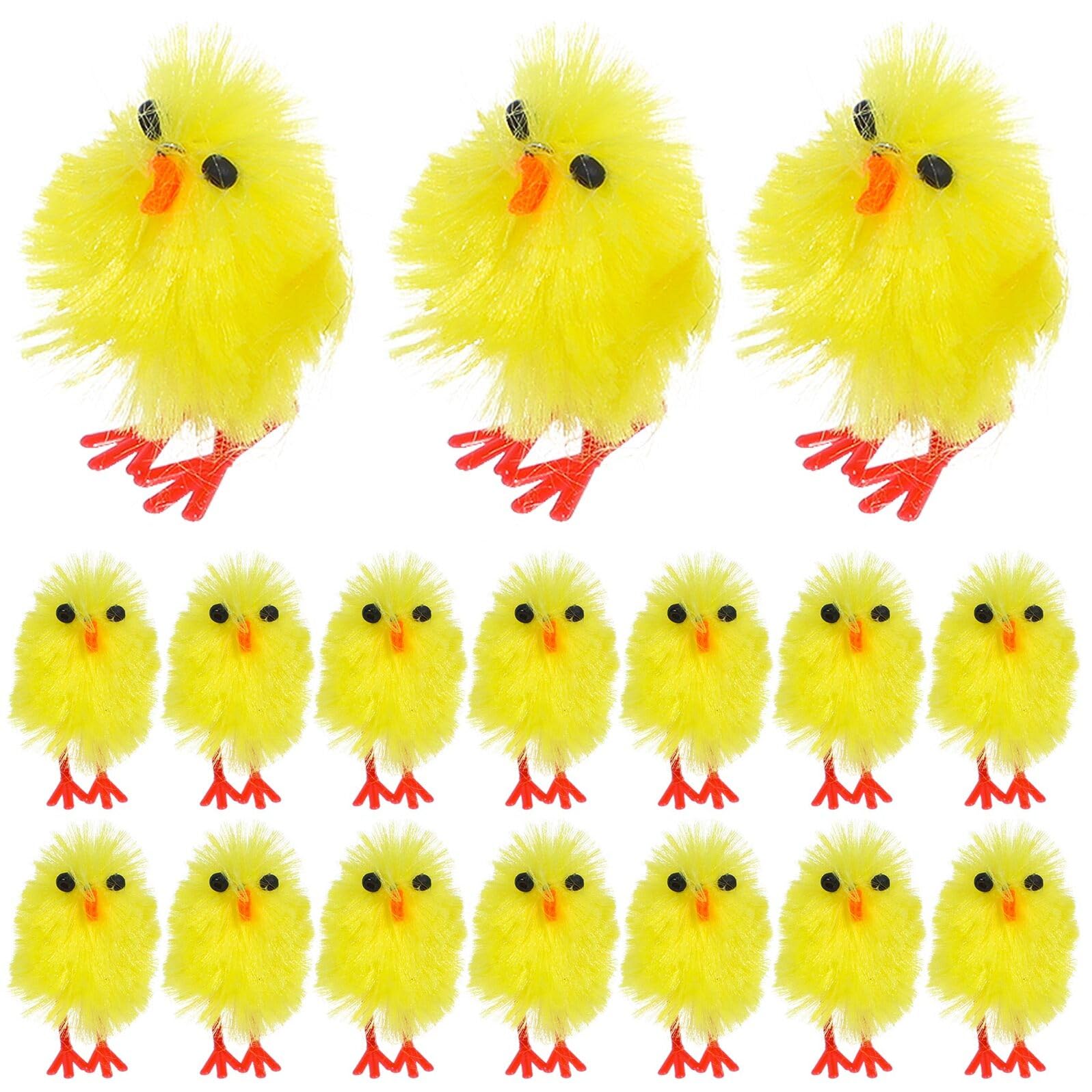 VICASKY Pulcini Pasquali Decorativi 3 Cm in Materiale Soffice Set da 60 Pezzi, Figure di Pollo Cartoon per Decorazioni da Tavolo e Scrivania, Addobbi Pasquali per Casa e Feste a Tema