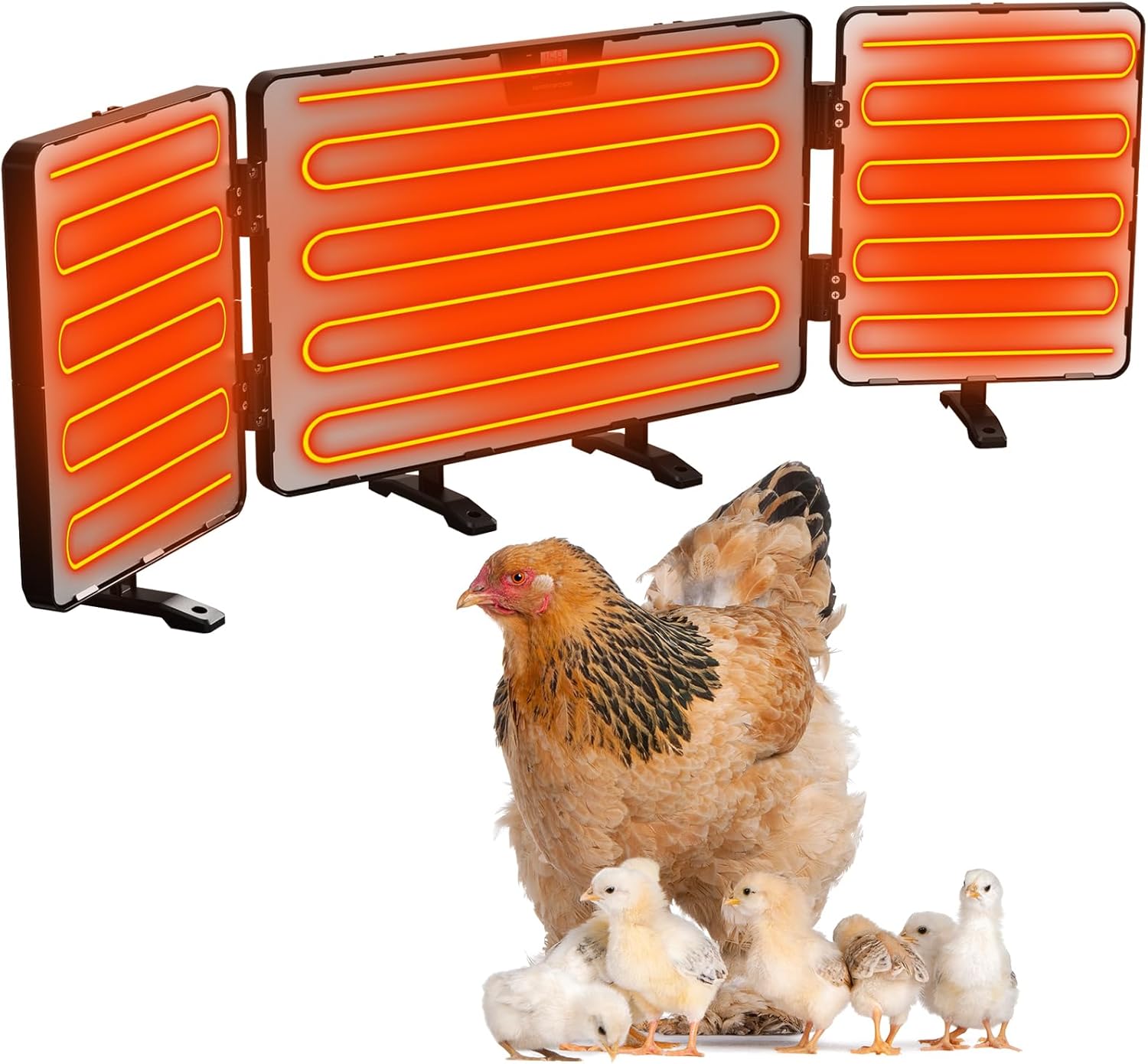 Smart Chicken Coop Heater, 260 Watts 3-in-1 Foldable Chick Heater Built-in Adaptive Temperature Sensor, Chicken Coop Heater for Winter, Coop Heater Adaptable to Timer and Temp Controllers,UL-Compliant