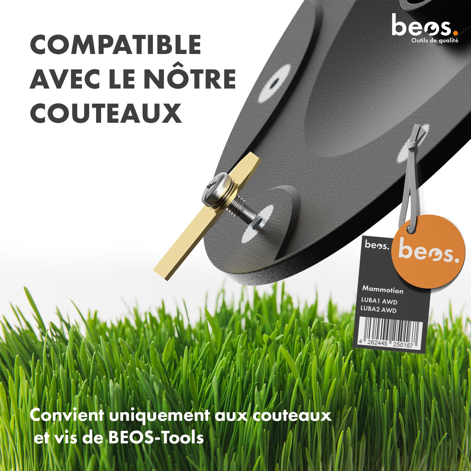 BEOS Tuning de tondeuses-Robots - Compatible avec Mammotion LUBA 1 AWD et LUBA 2 AWD (jusqu'à l'année de Construction 2024) Plateau de Lames pour 6X Lames - Deux disques renforcés de Fibres de Verre