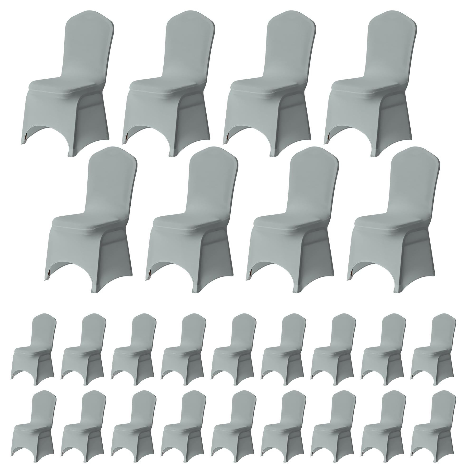 Trimming Shop Silver Wedding Chair Covers Set of 100, Spandex Polyester Stretch Removable Washable Universal Slipcovers for Wedding Banquet, Dining Party & Events โ image 1