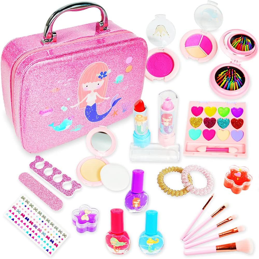 COSMÉTICO REAL NO TÓXICO Y LAVABLE: Sin conservantes, suave y compatible con la piel. Los juguetes de maquillaje para niños están hechos de materiales seguros y solubles en agua que se pueden lavar con agua y jabón.
EL JUGUETE DE MAQUILLAJE PARA NIÑOS INCLUYE 24 PCS: Un rico set de juguetes de maquillaje para satisfacer la curiosidad y las necesidades de maquillaje de los niños.
LINDO ESTUCHE DE MAQUILLAJE PARA NIÑAS PEQUEÑAS: La gran capacidad le permite a su niña organizar y recolectar juguetes cosméticos dispersos. Cómodo de llevar, para que las niñas pequeñas puedan jugar con sus amados juguetes de maquillaje en cualquier lugar, como viajar, vestirse de fiesta.
KIT DE MAQUILLAJE DE LA PRIMERA PRINCESA: Cada princesita quiere tener su propio conjunto de maquillaje y le encanta vestirse como su madre. ¡Este juguete de maquillaje de simulación cumple el sueño de todas las princesas!