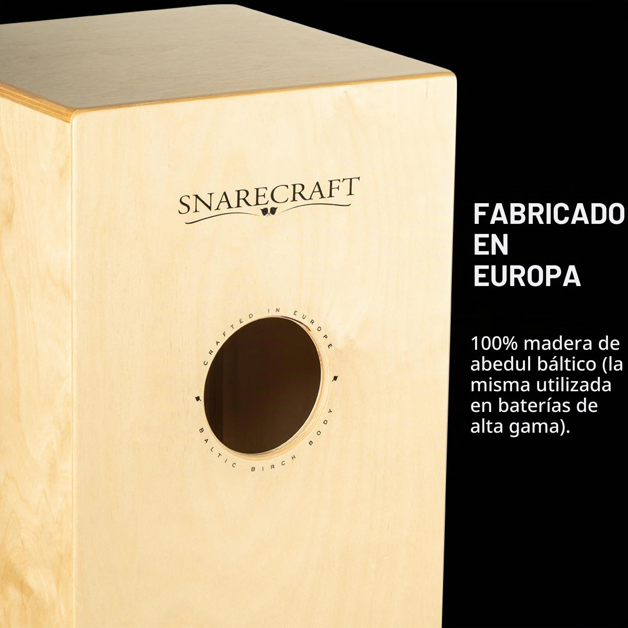 Meinl Cajon Caja Tambor Tamaño Completo con Cuerdas de Metal Internas para Efecto Ajustable, Madera de Abedul, SC100B.