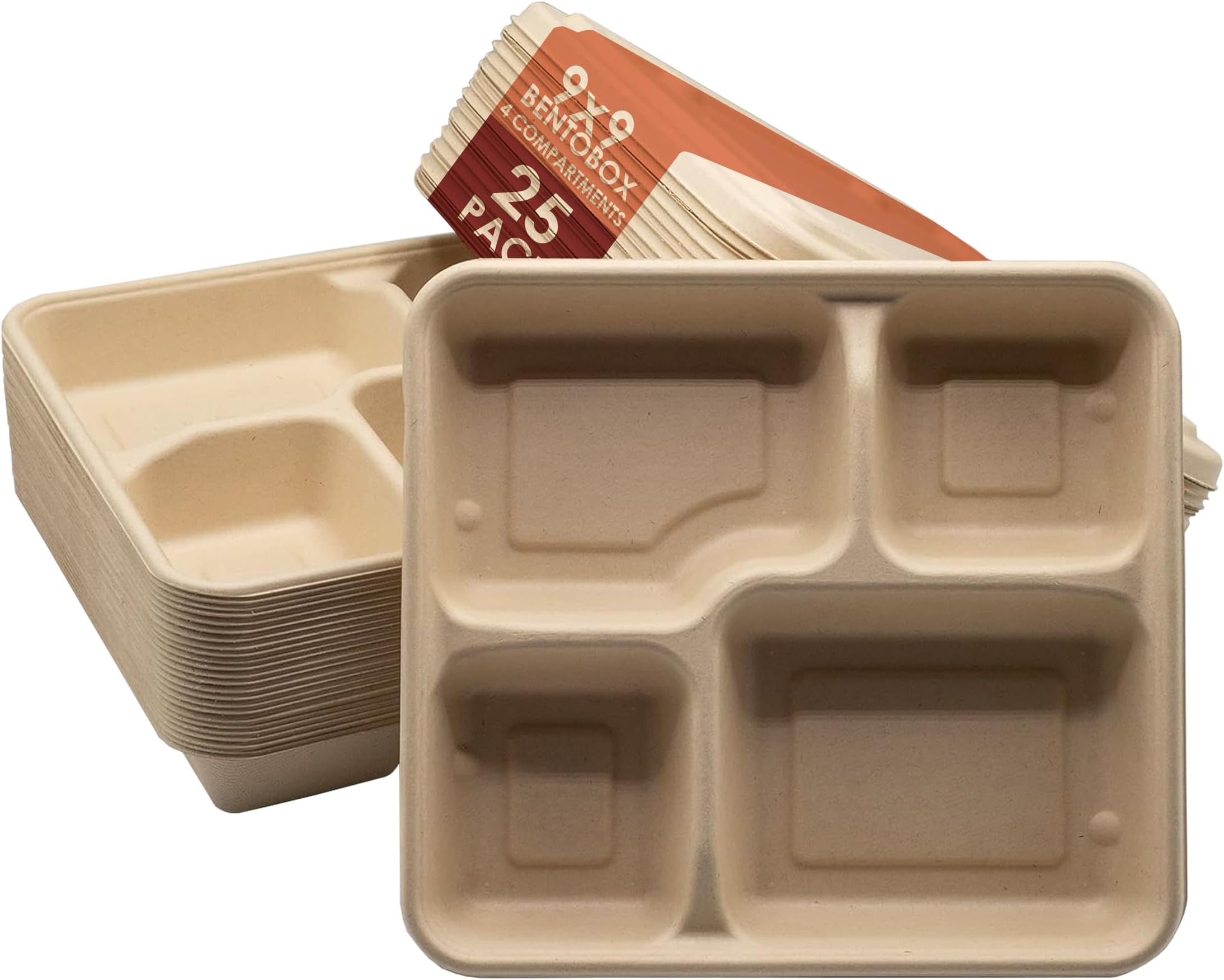 Amazon.com: JAYEEY 23 OZ 4 Compartments disposable plates with Lids ...