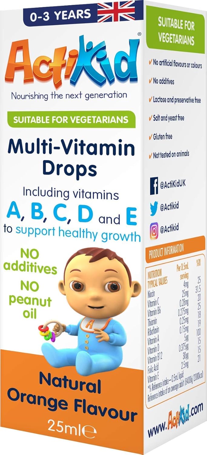 ActiKid MultiVitamin Drops 25ml, Gelatine Free (Vitamin Drops for