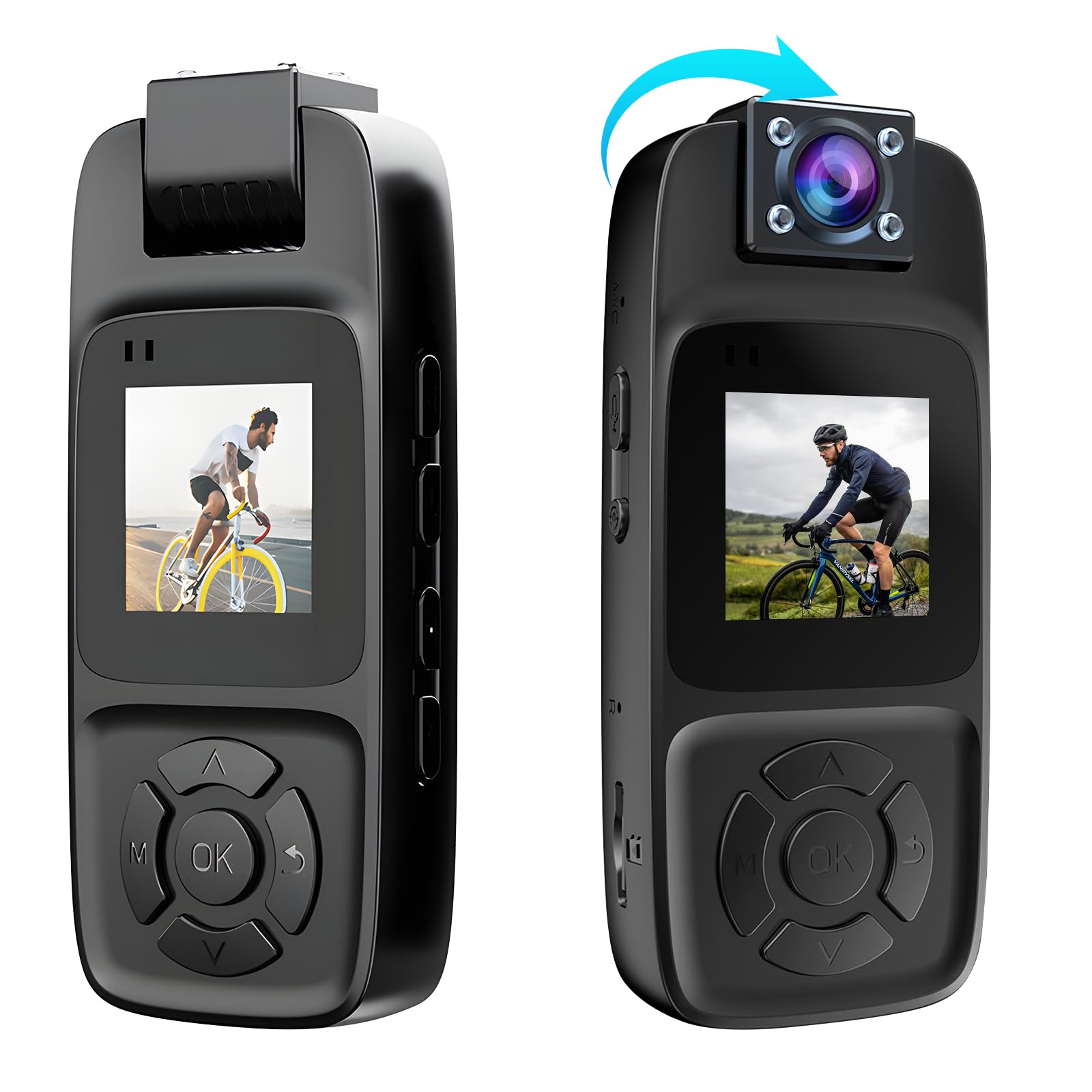 BodyCam 256G Impermeabile con Funzione di Visione Notturna, Videocamera Indossabile 4K con Telecamera Ruotabile a 180°, Batteria da 180 Minuti per Ciclismo,Sport All'Aperto,Viaggi, Polizia