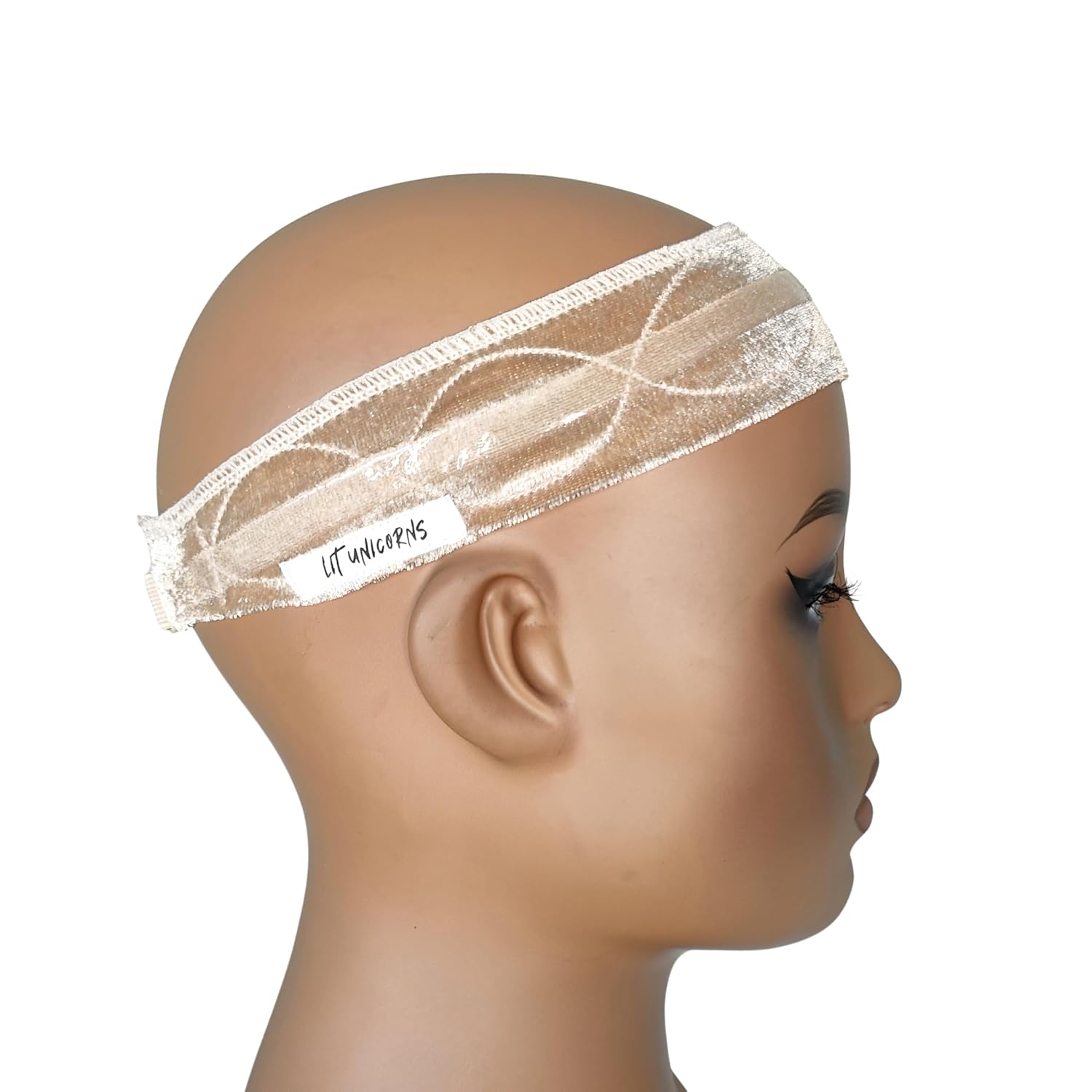 LIT UNICORNS Wig Grip Band with Silicone | Non-Slip to Keep Wig in Place | Premium Adjustable Velvet Gripper for Lace Front Wigs (Beige)