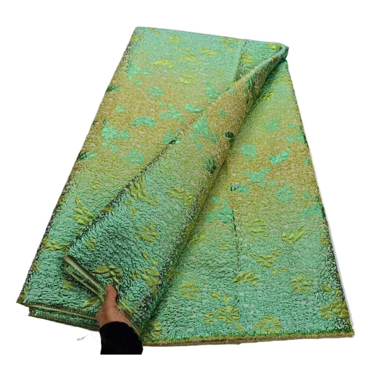 Tkanina brokatowa Kwiatowa żakardowa koronkowa tkanina 5 jardów | koronkowa tkanina na podwórku, splot o szerokości 55 cali, szycie sukni qipao(Green)
