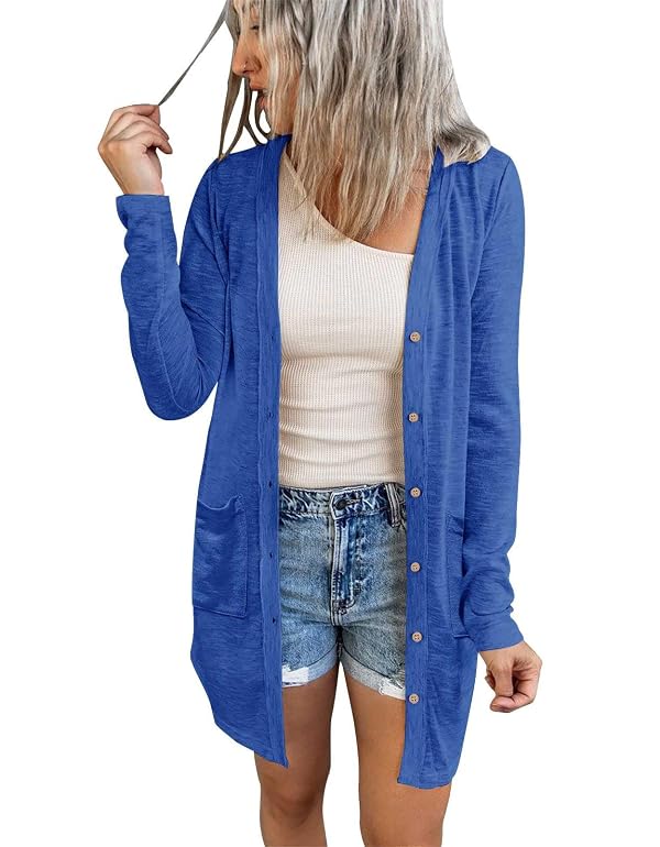MEROKEETY Womens Lightweight Summer Long Cardigan 2026, Royal, M by MEROKEETY - Used condition - US$27.49