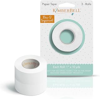 Kimberbell Paper Tape - 3 Rolls, Each: 1" x 10 Yds, Sewing & Machine Embroidery, Easy Attachment, No Sticky Residue, Semi-Transparent, Tears Away with Ease