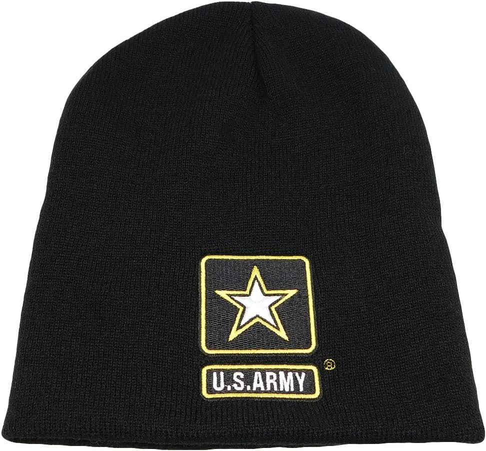 Trade Winds U.S. Army Star Black Embroidered Beanie Skull Cap Hat - Image 2