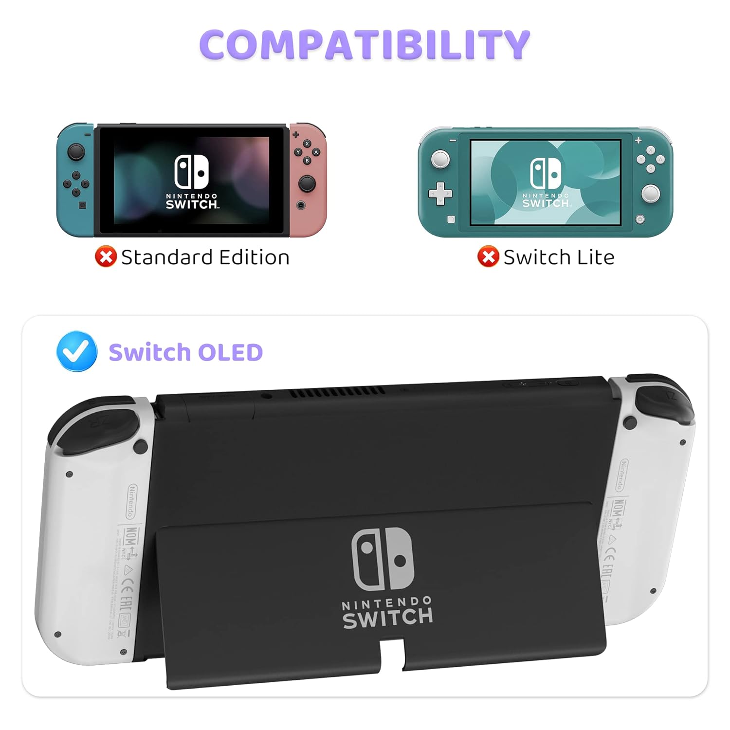 FANPL Case bundle for Nintendo Switch OLED Accessories, Carrying Case for Switch OLED and JoyCon Controller with Hard Flip Protective Case and Screen protector, 4 Thumb Grips, Shoulder Strap (Purple) - Image 7