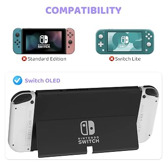 FANPL Case bundle for Nintendo Switch OLED Accessories, Carrying Case for Switch OLED and JoyCon Controller with Hard Flip Protective Case and Screen protector, 4 Thumb Grips, Shoulder Strap (Purple)