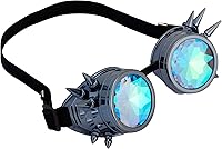 Vista 168 de Gafas de caleidoscopio retro con pinchos, gafas de cristal arcoíris steampunk estilo soldadura, gafas de cosplay punk