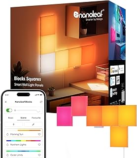 Nanoleaf Blocks Squares Smarter Kit - WiFi Smart RGBW 16M+ Color LED Dimmable Gaming and Home Decor Wall Light Panels (6pk)