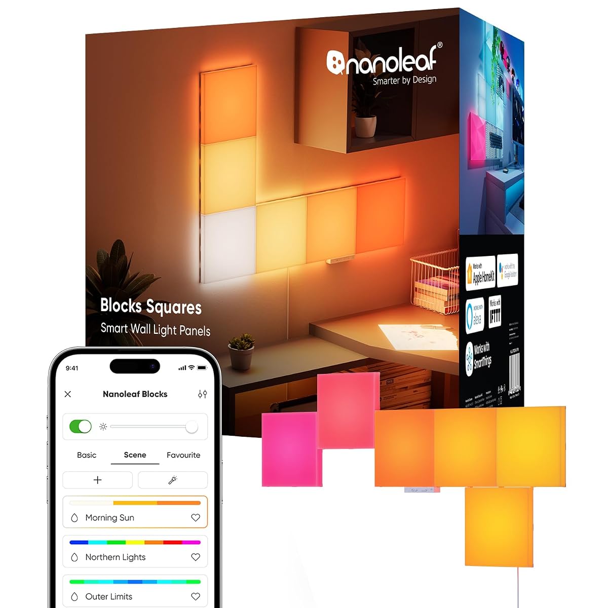 Nanoleaf Smart LED Light Panels 6 Pack, Blocks Squares Wall Lights with Music