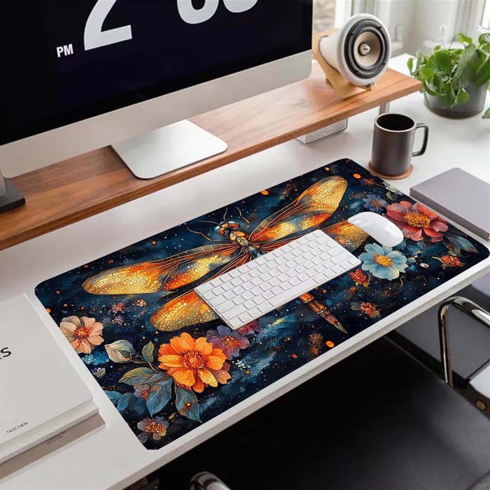 Gamingowa podkładka pod mysz 1200 x 600 x 3 mm, XXL, wodoszczelna, odporna na ścieranie, z przyszytymi krawędziami, podkładka na biurko, poprawia prędkość i precyzję, do laptopa, komputera, ważki, xn