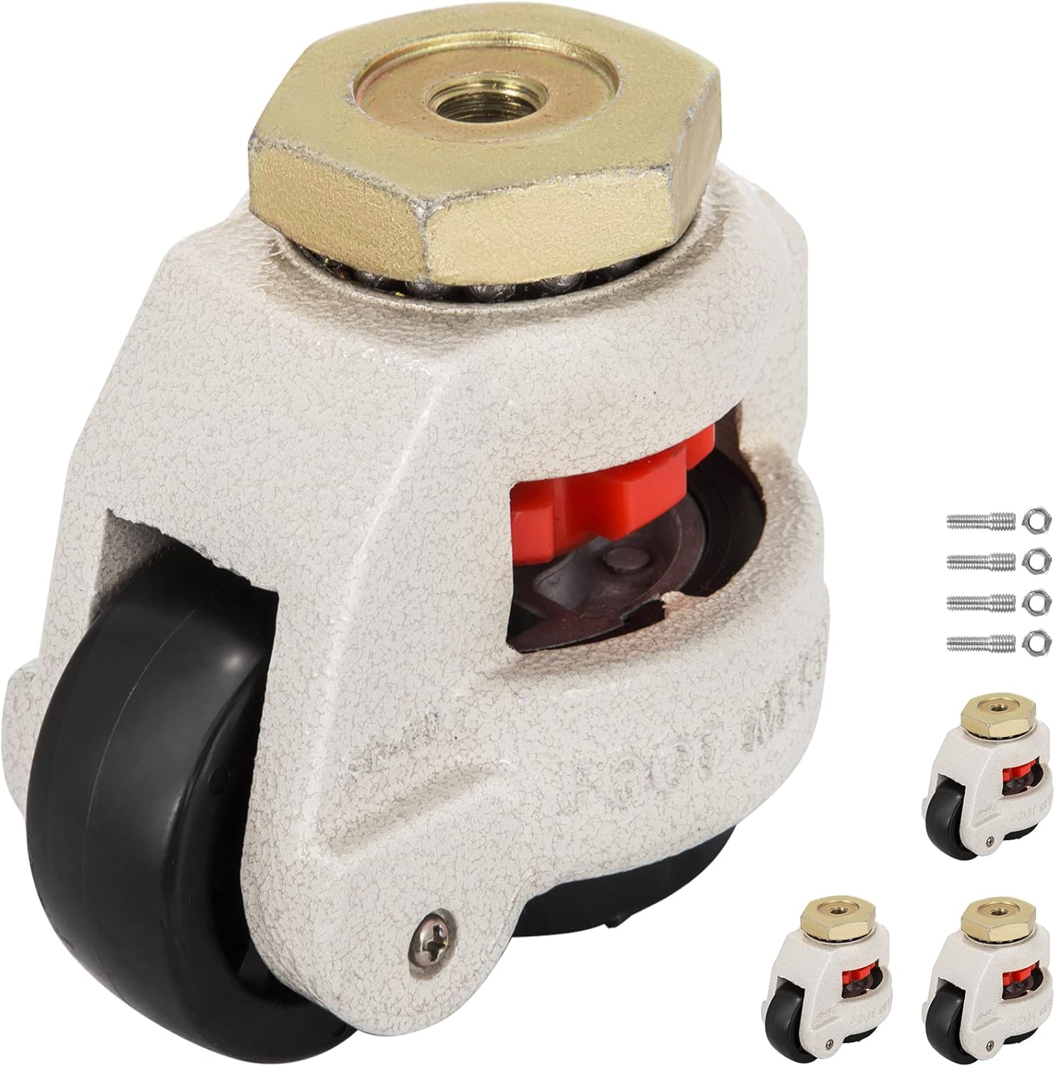 VEVOR Heavy Duty Leveling Caster Set, 4 – Pack 2.5" Self Leveling Casters, 4400LBS Max Loading Capacity, 1.2" x 1.38" Machine Casters Stem, for Moving Industry Equipment, Workbench, Shelves : Industrial & Scientific