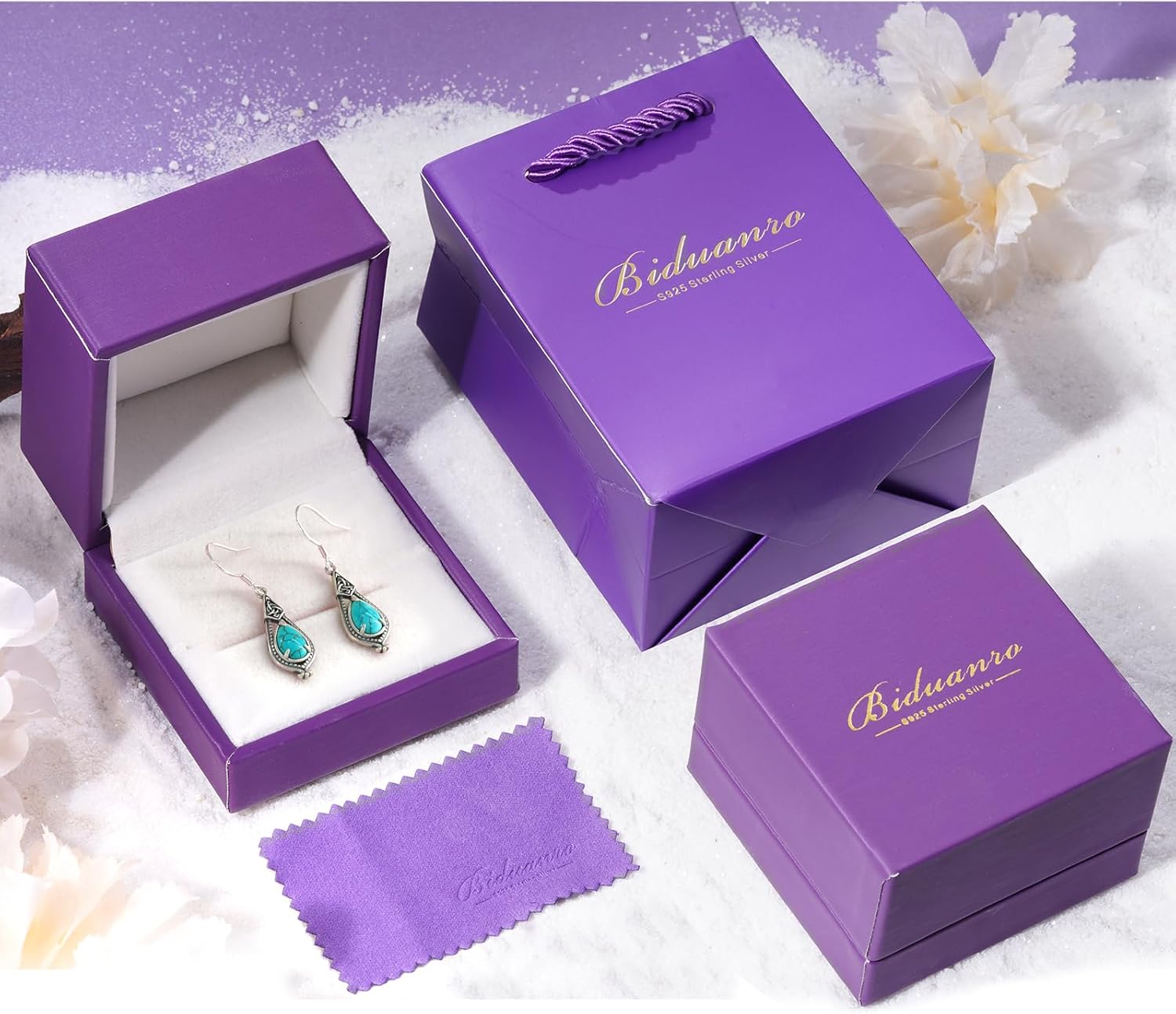 Celtic Earrings 925 Sterling Silver Genuine Turquoise Celtic Earrings Western Nature Gemstone Turquoise Jewelry Gifts for Women - Image 6