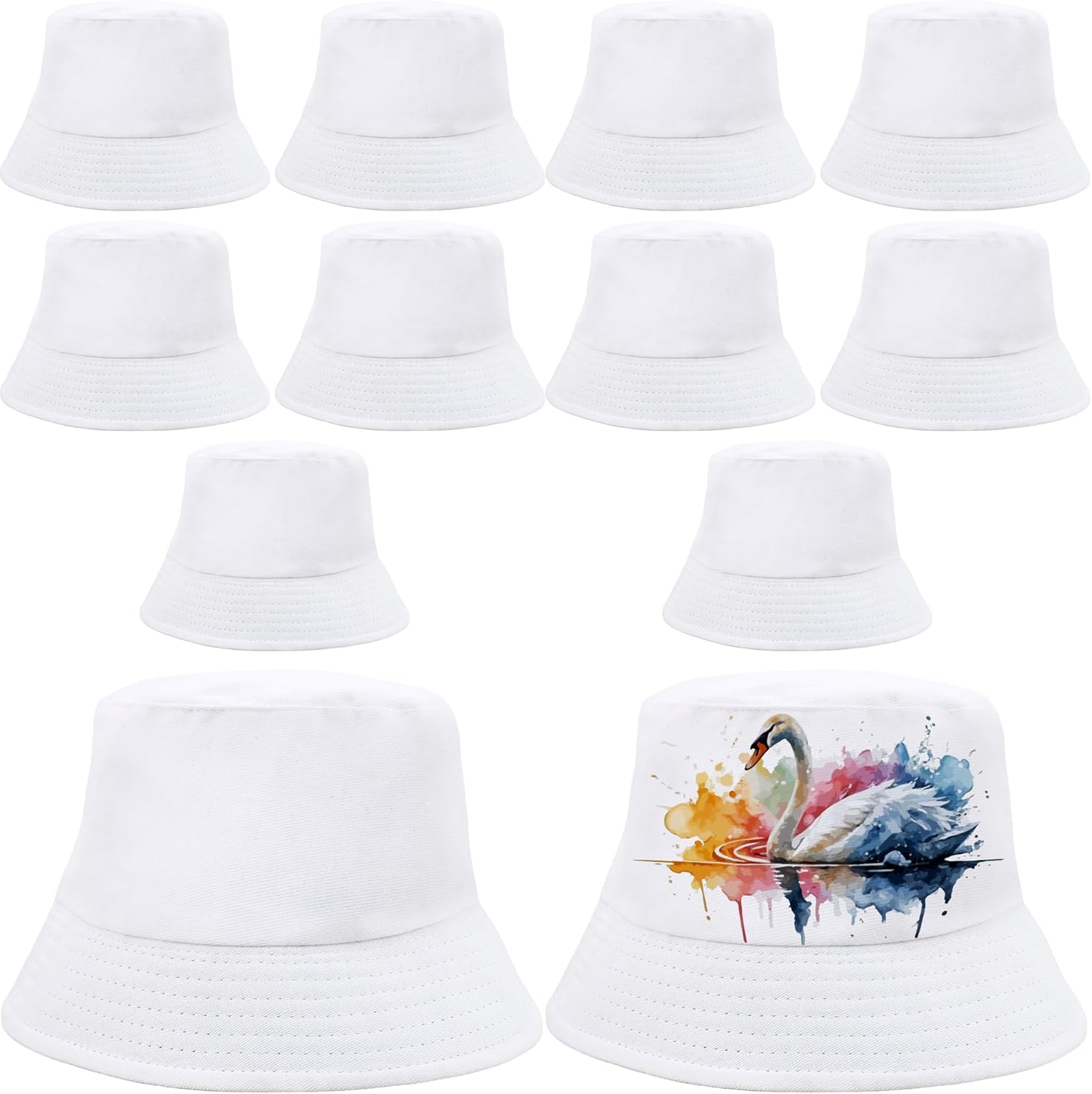 12 Pack White Bucket Hats Bulk Sublimation Blank Bucket Hat Cotton DIY Bucket Hat