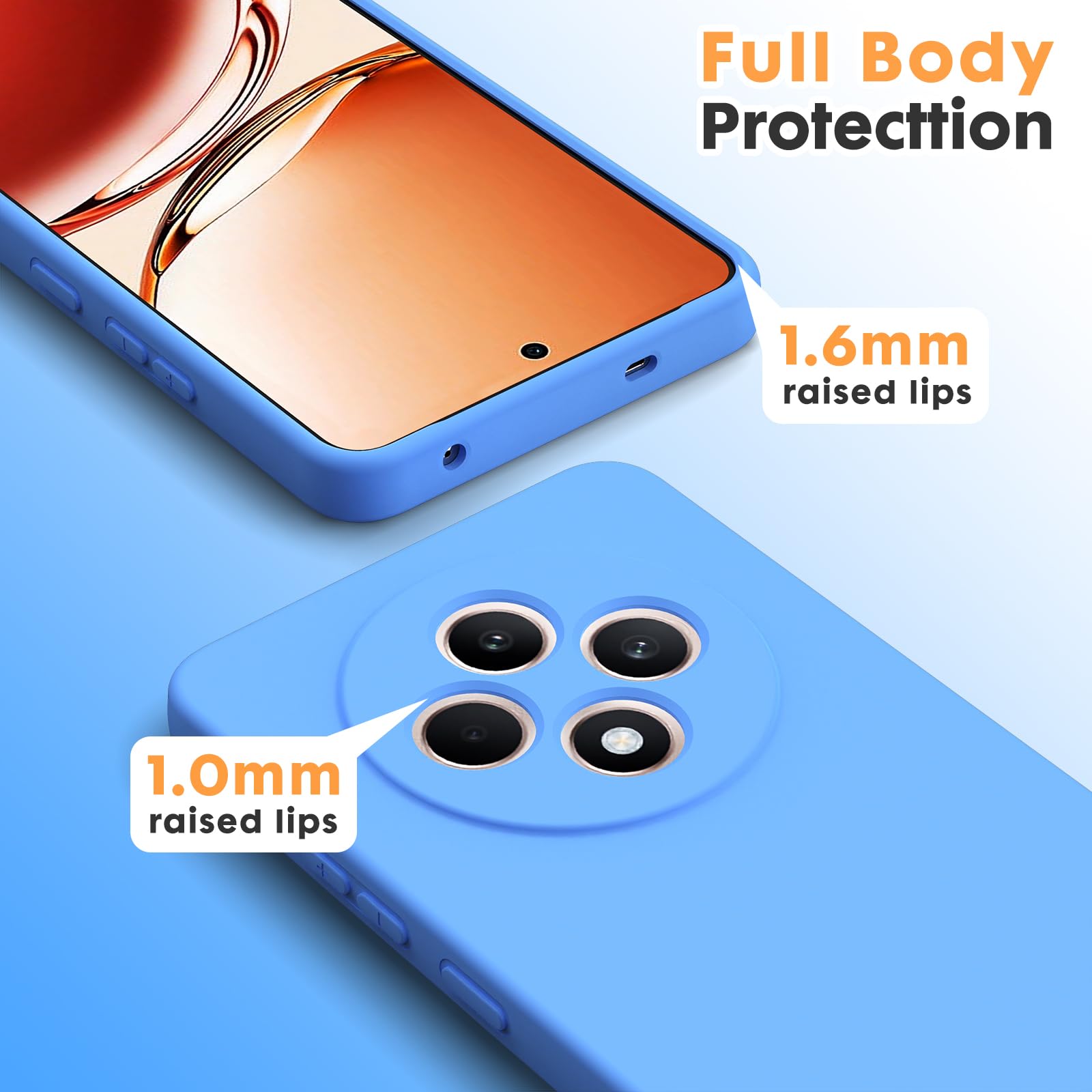 Byvuwiay Cover per OPPO Reno 12F / Reno 12 FS 5G, Morbida Silicone Liquida TPU Protettivo Ultra Slim Custodia Antiurto, Custodia Compatibile con OPPO Reno 12F / Reno 12 FS 5G - Blu cielo