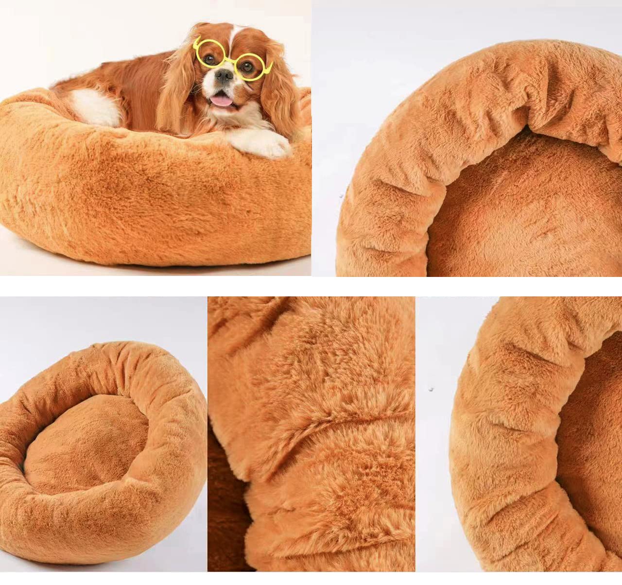 Kasunpul Donut Hundebett – 120 Cm, Flauschig, Mit Abnehmbarem Bezug, Dunkelgrau